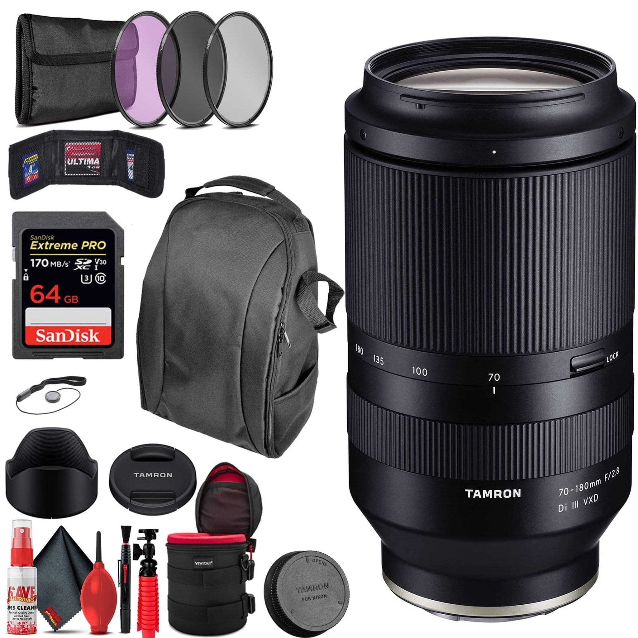 Tamron 70-180mm f/2.8 Di III VXD Lens for Sony E + Basic Accessory Bundle Tamron