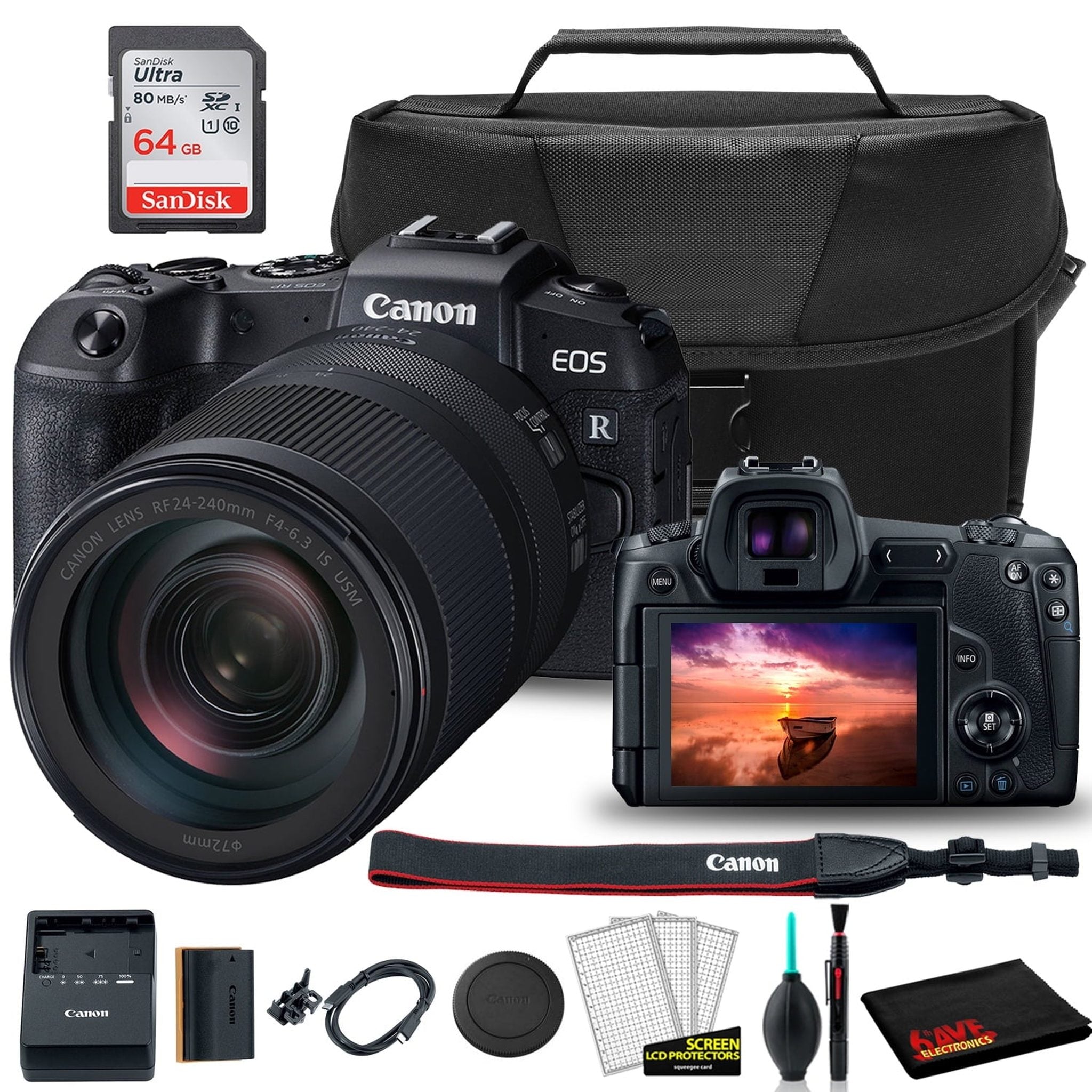 Canon EOS RP Mirrorless Digital Camera with 24-240mm Lens 3380C032 + EOS Bag + Sandisk Ultra 64GB Card + Clean and Care Kit Canon