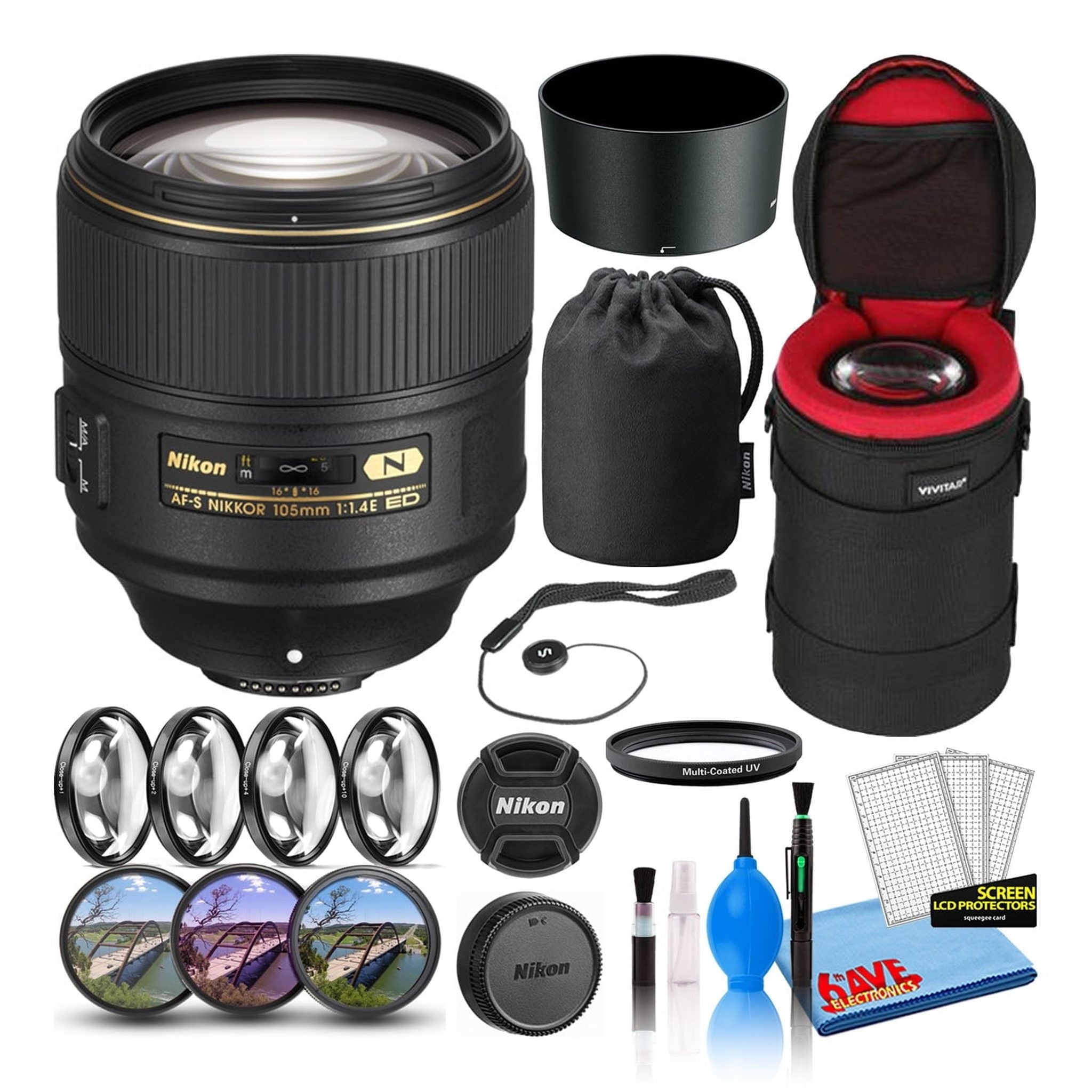 Nikon AF-S 105mm f/1.4E ED Telephoto Lens 20064 Intl Model Bundle Nikon