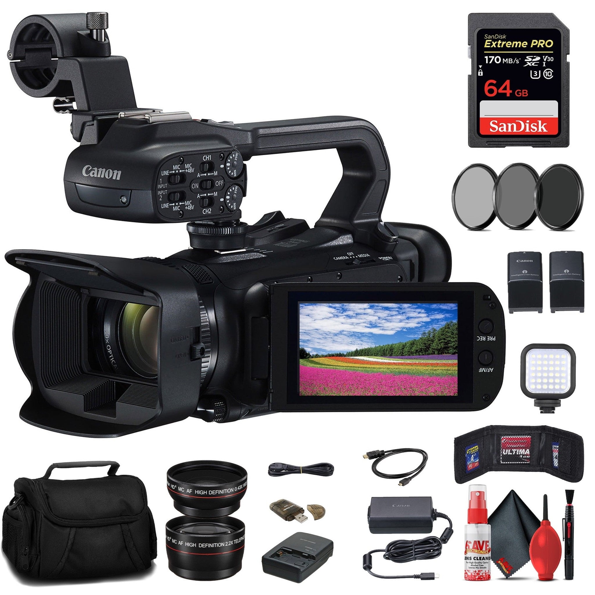 Canon XA65 Professional UHD 4K Camcorder + 64GB Memory Card + BP828 Battery Starter Bundle Canon