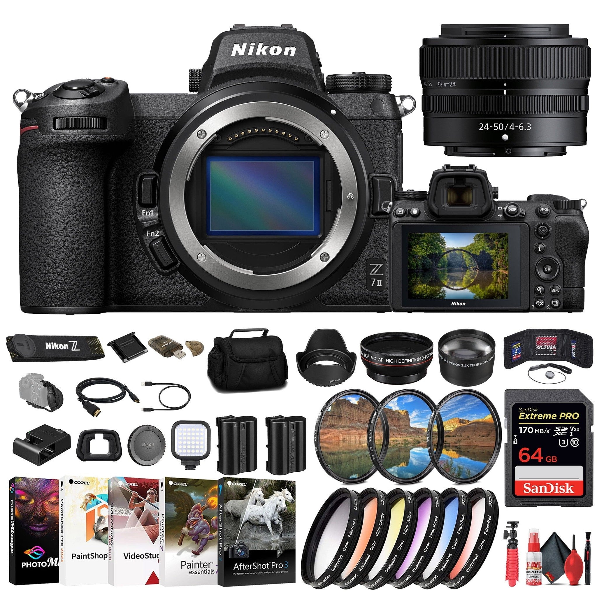 Nikon Z7 II Mirrorless Camera + Nikon 24-50mm Lens + 64GB Card + Filter Kit + More Nikon