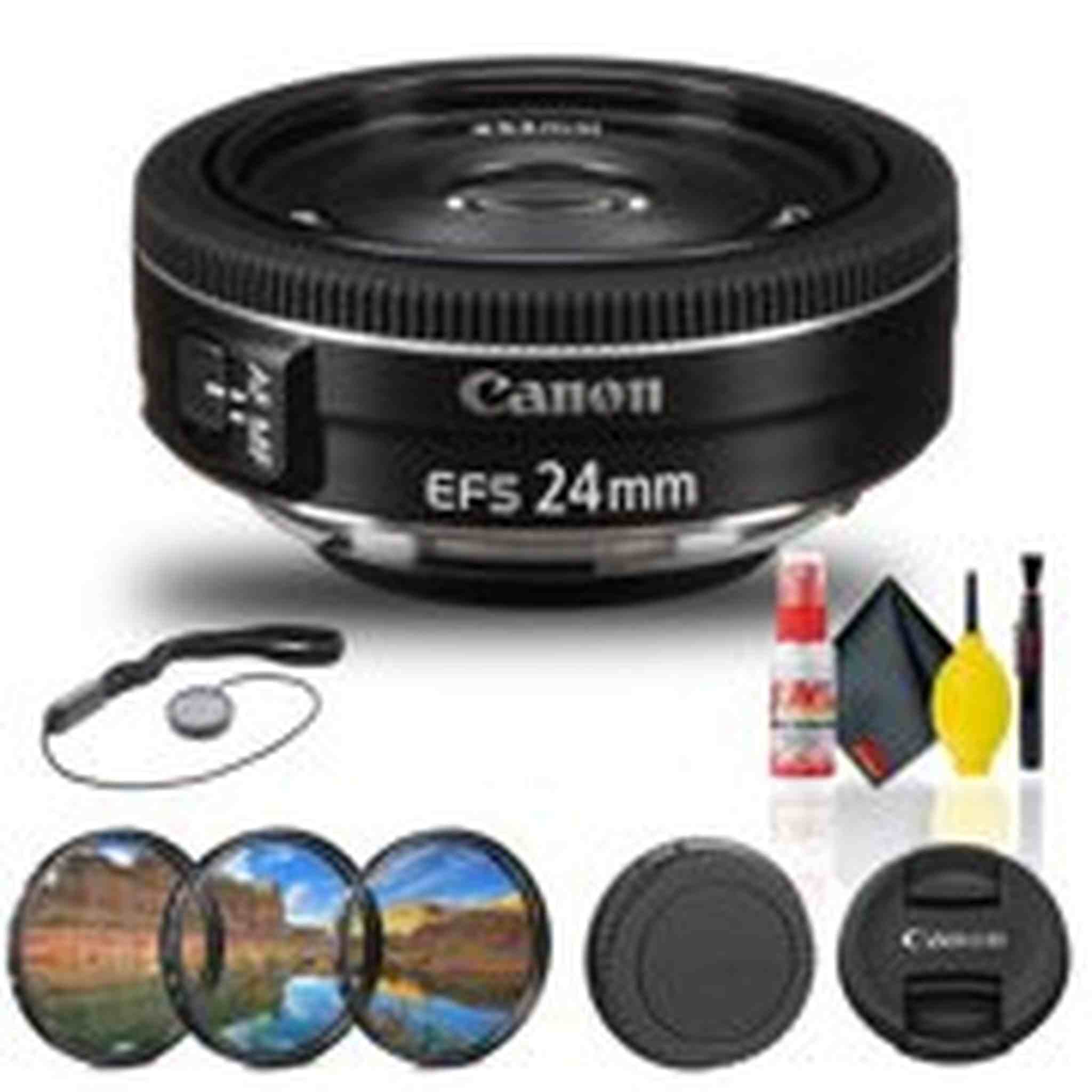 Canon EF-S 24mm f/2.8 STM Lens 9522B002 + Filter Kit + Cap Keeper Base Bundle Canon