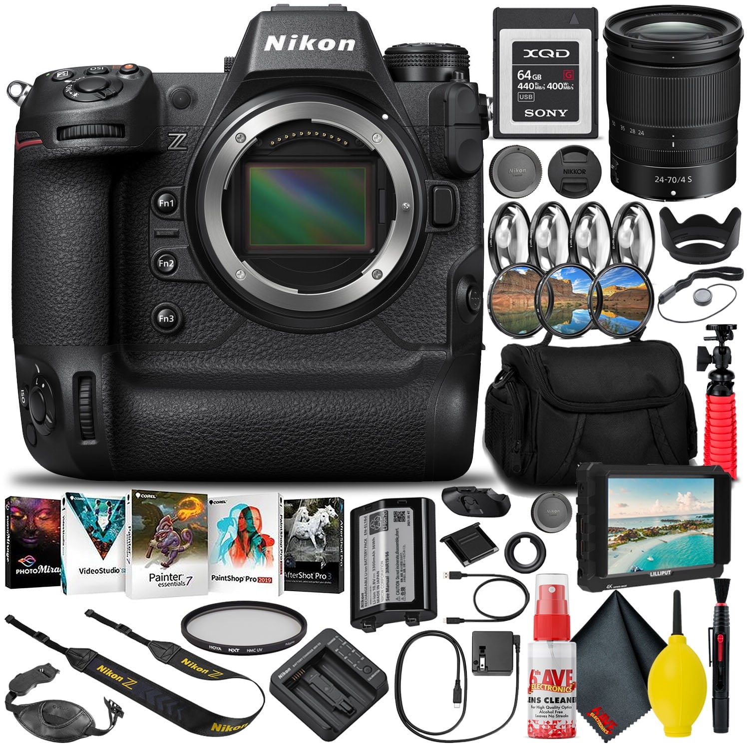 Nikon Z9 Mirrorless Camera 1669 with 24-70mm Lens + 64GB XQD Card INTL Starter Bundle Nikon