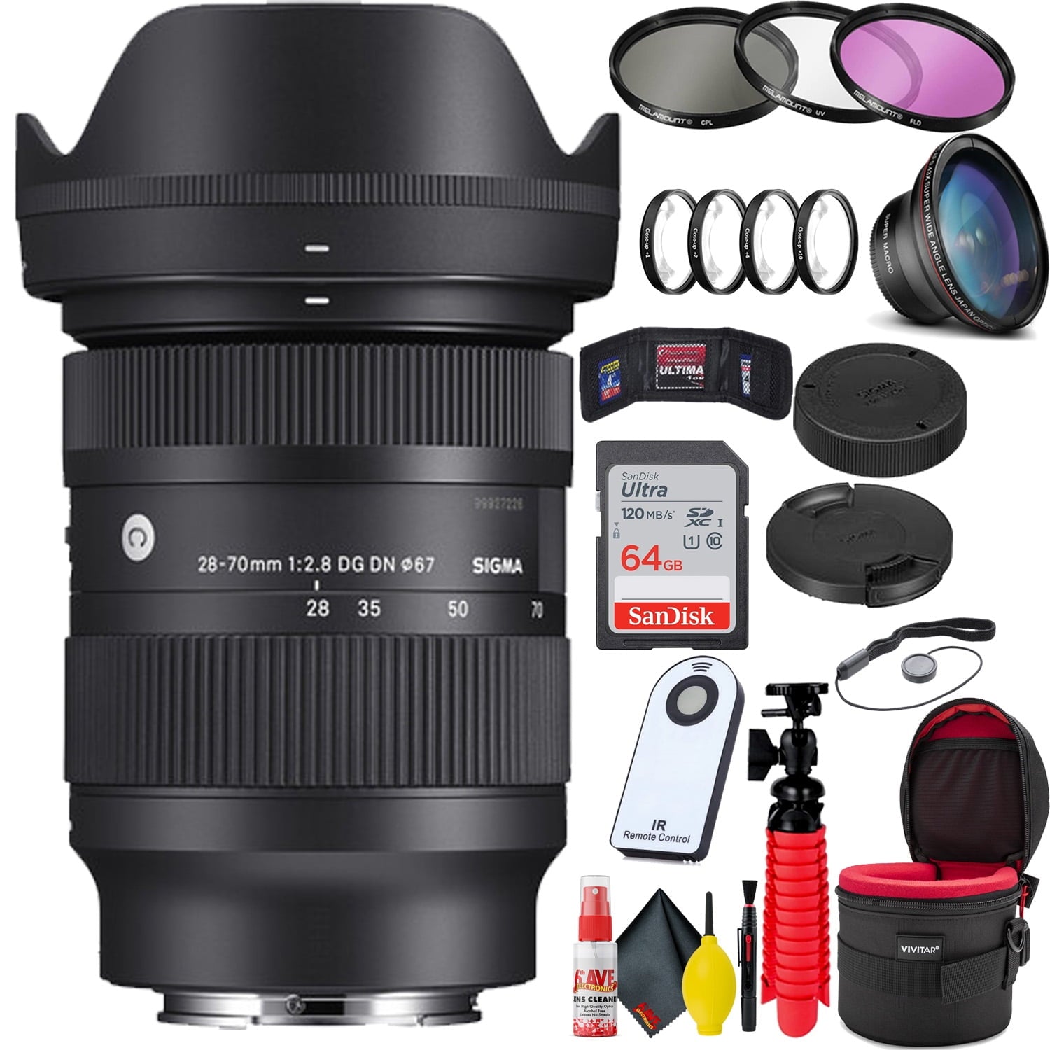 Sigma 28-70mm f/2.8 DG DN Contemporary Lens for Sony E + 2 64GB SD Card Bundle Sigma