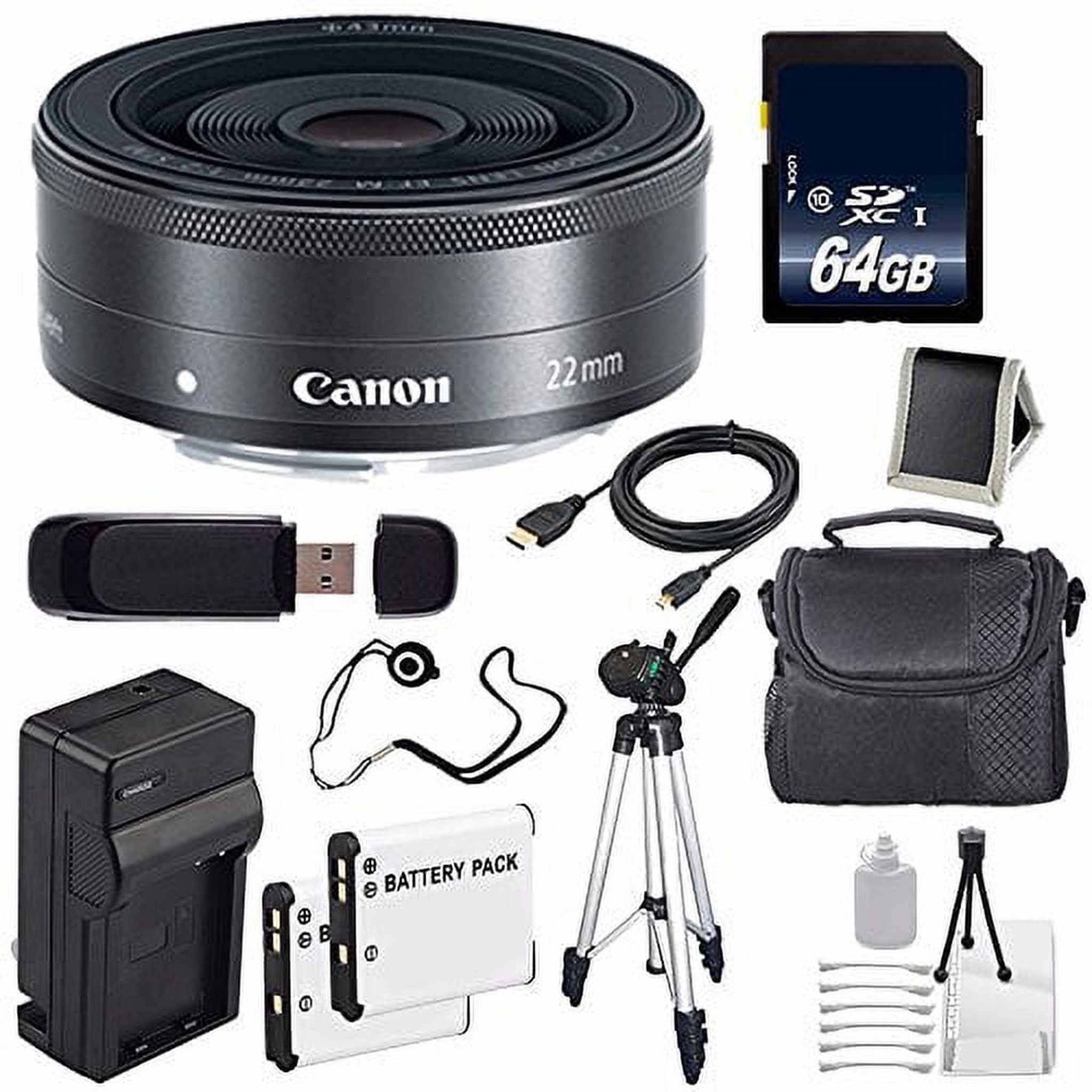 Canon EF-M 22mm f/2 STM Lens + 64GB SDXC Class 10 Memory Card 6AVE Bundle 5 Canon