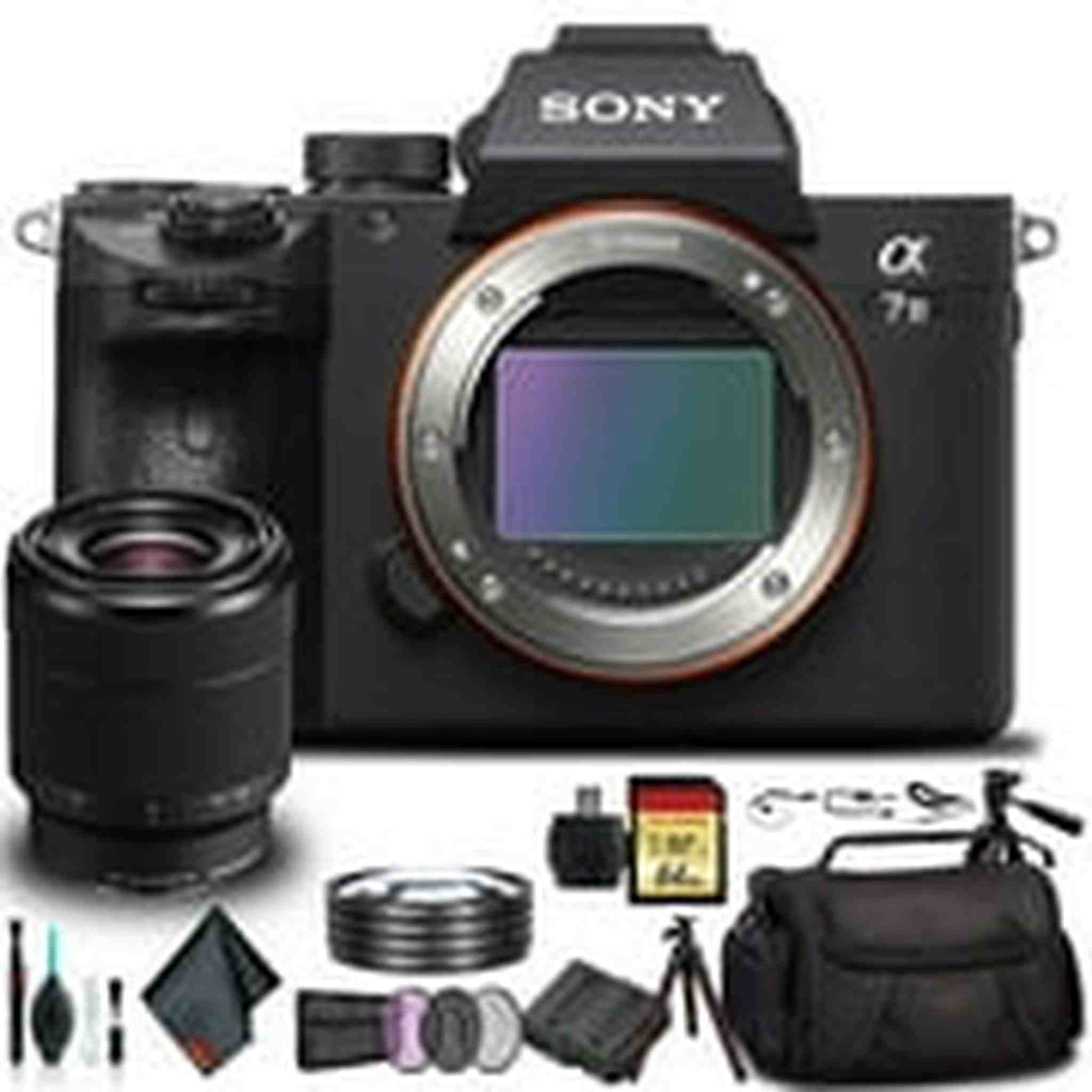 Sony Alpha a7 III Mirrorless Camera with 28-70mm Lens ILCE7M3K/B With Soft Bag, Tripod, Additional Battery, 64GB Memory Card, Card Reader , Plus Sony