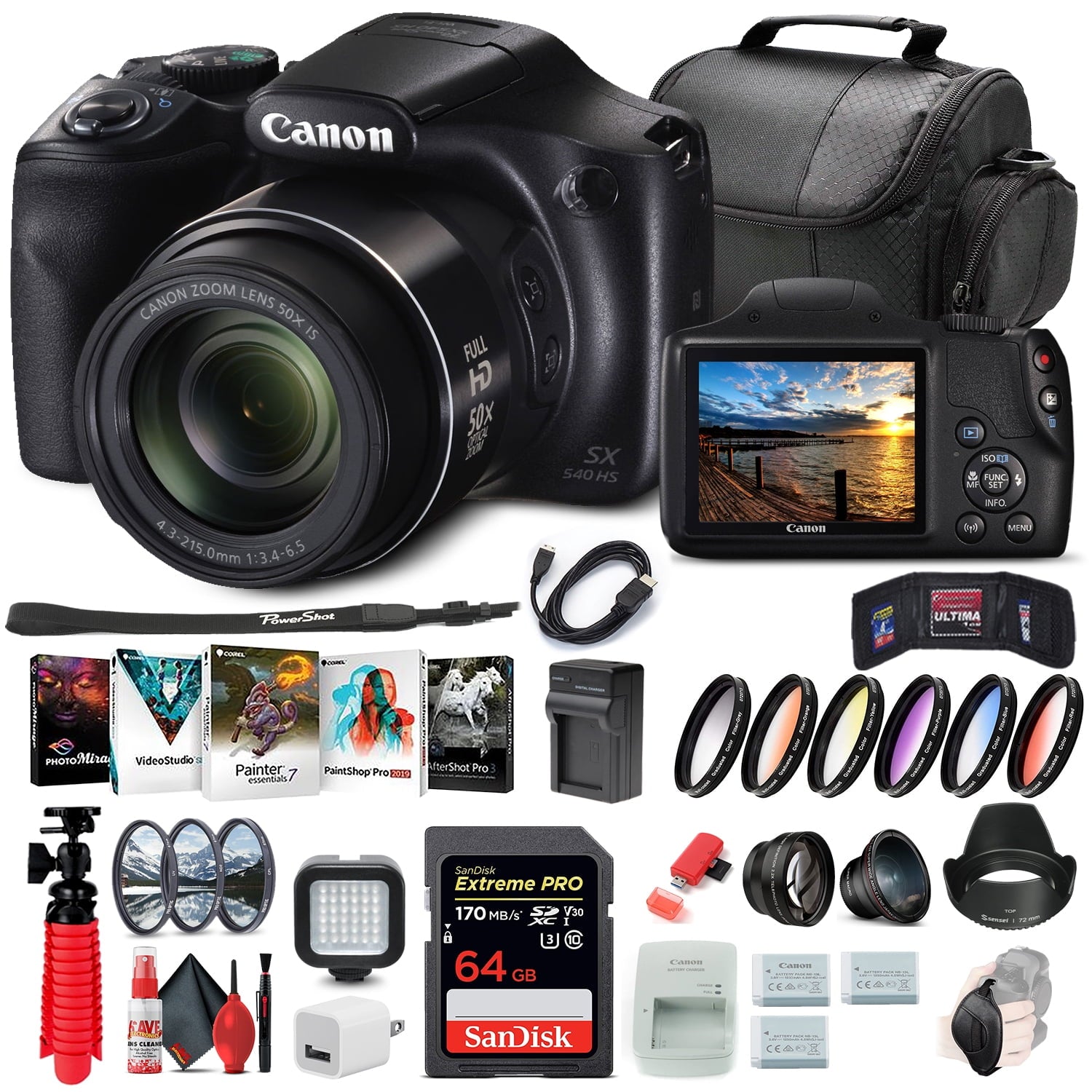 Canon PowerShot SX540 HS Digital Camera 1067C001 + 64GB Card Pro Bundle Canon