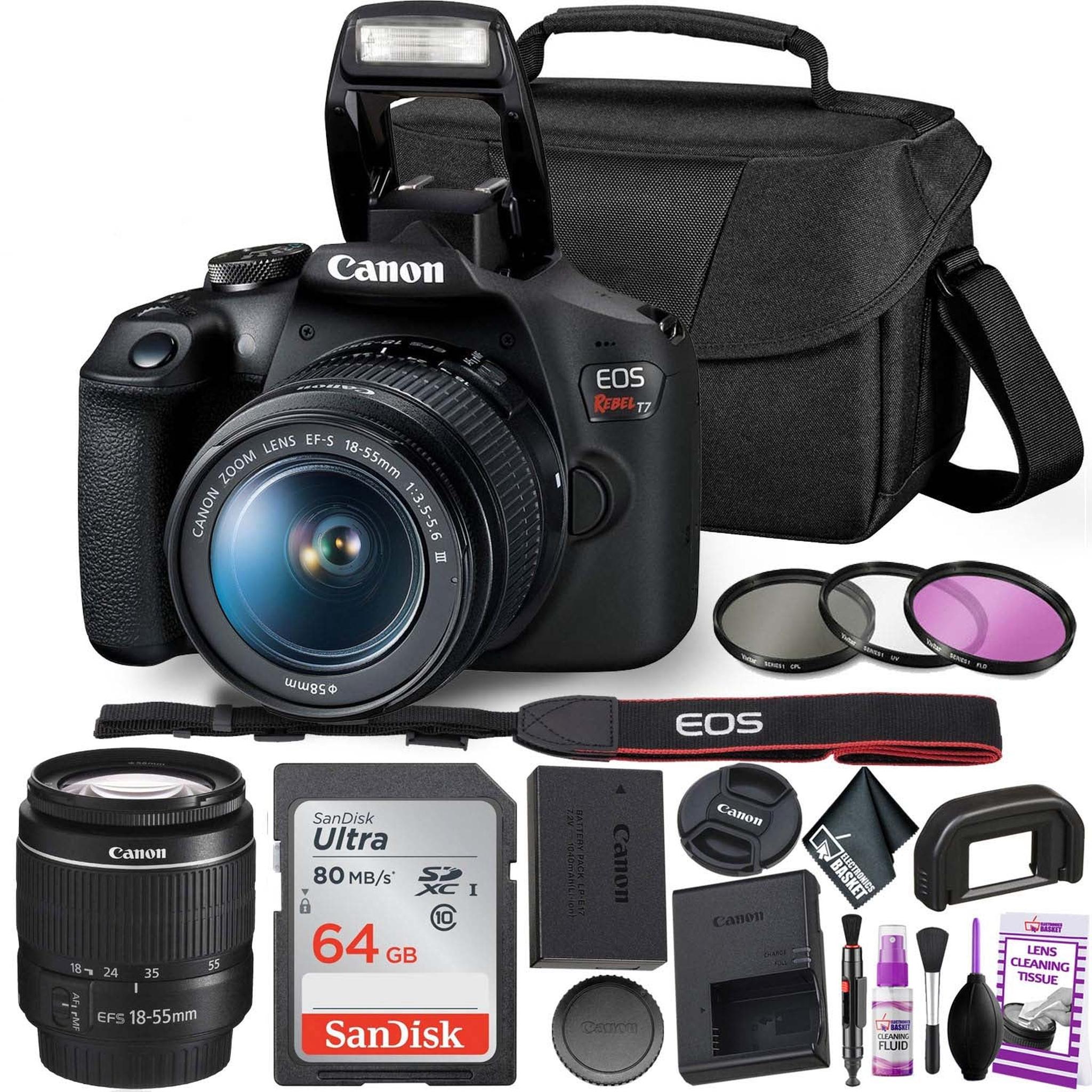 Canon Rebel T7 DSLR Camera with 18-55mm DC III Lens Kit & Sandisk 64GB Ultra Speed Memory Card, Carrying Case | Limited Edition Canon