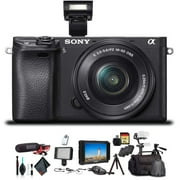 Sony Alpha a6300 Mirrorless Camera W/ 16-50mm Lens Black ILCE6300L/B W/ Soft Bag, Zhiyun-Tech WEEBILL Stabilizer, 2x Extra Batteries, Rode Mic, 2x 64GB Cards, 4K Monitor , Plus Essential Accessories Sony