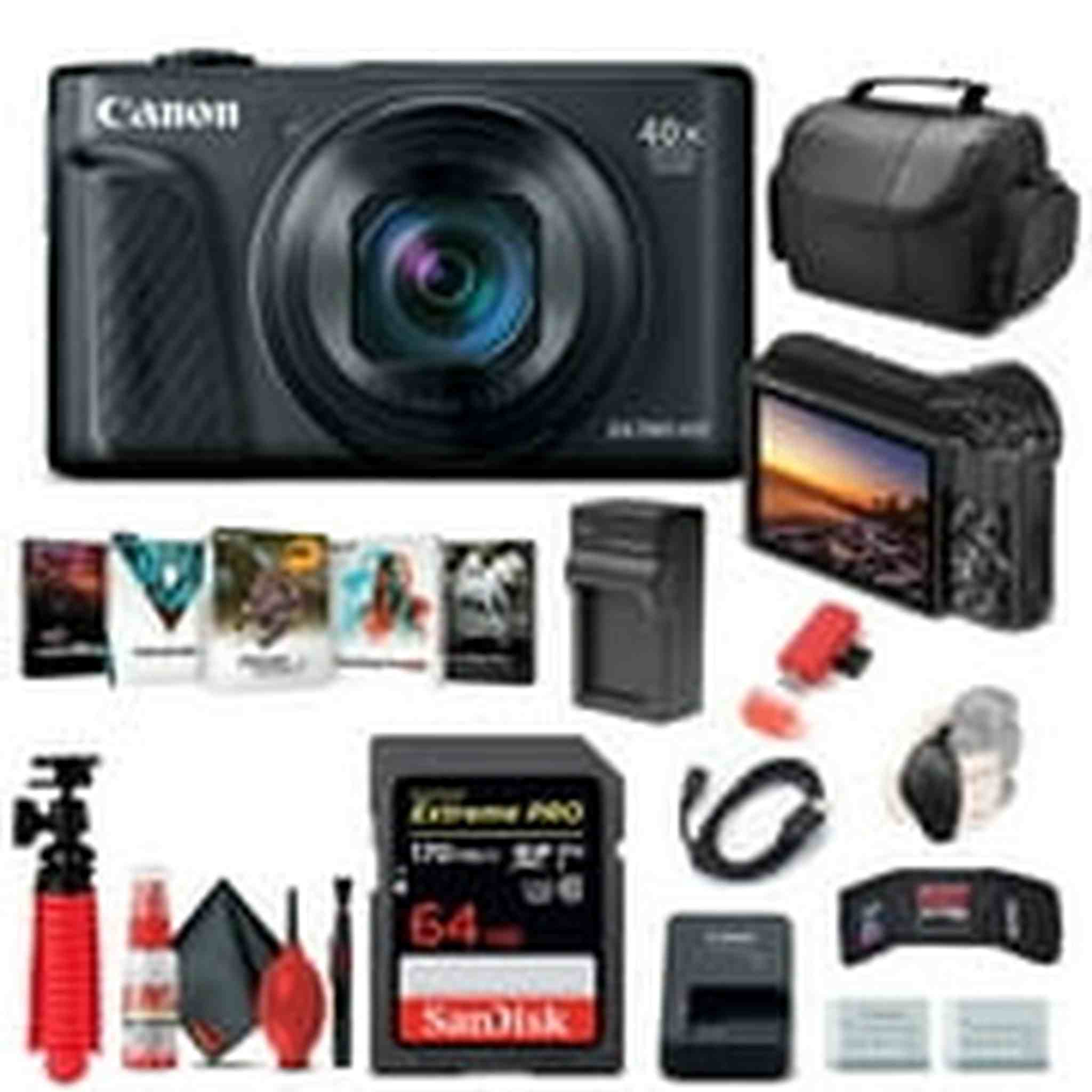 Canon PowerShot SX740 HS Digital Camera Black 2955C001 + 64GB Card Starter Bundle Canon