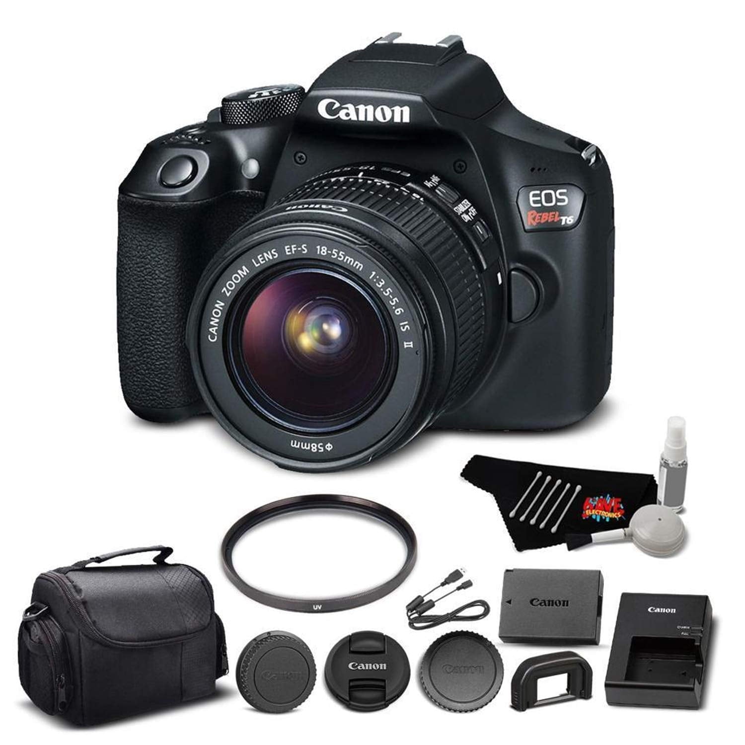 Canon EOS Rebel T6 DSLR Camera Kit with EF-S 18-55mm f/3.5-5.6 is II Lens with UV Filter + Carrying Case Canon