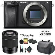 Sony Alpha a6300 Mirrorless Camera Black ILCE6300/B With Sony 55-210mm Lens, Soft Bag, Additional Battery, 64GB Memory Card, Card Reader , Plus Essential Accessories Sony