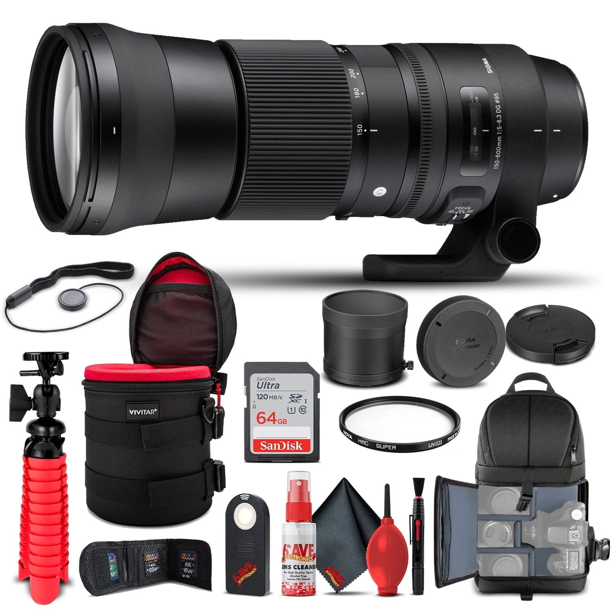 Sigma 150-600mm f/5-6.3 DG OS HSM Contemporary Lens for Canon EF 745-101 Bundle Sigma