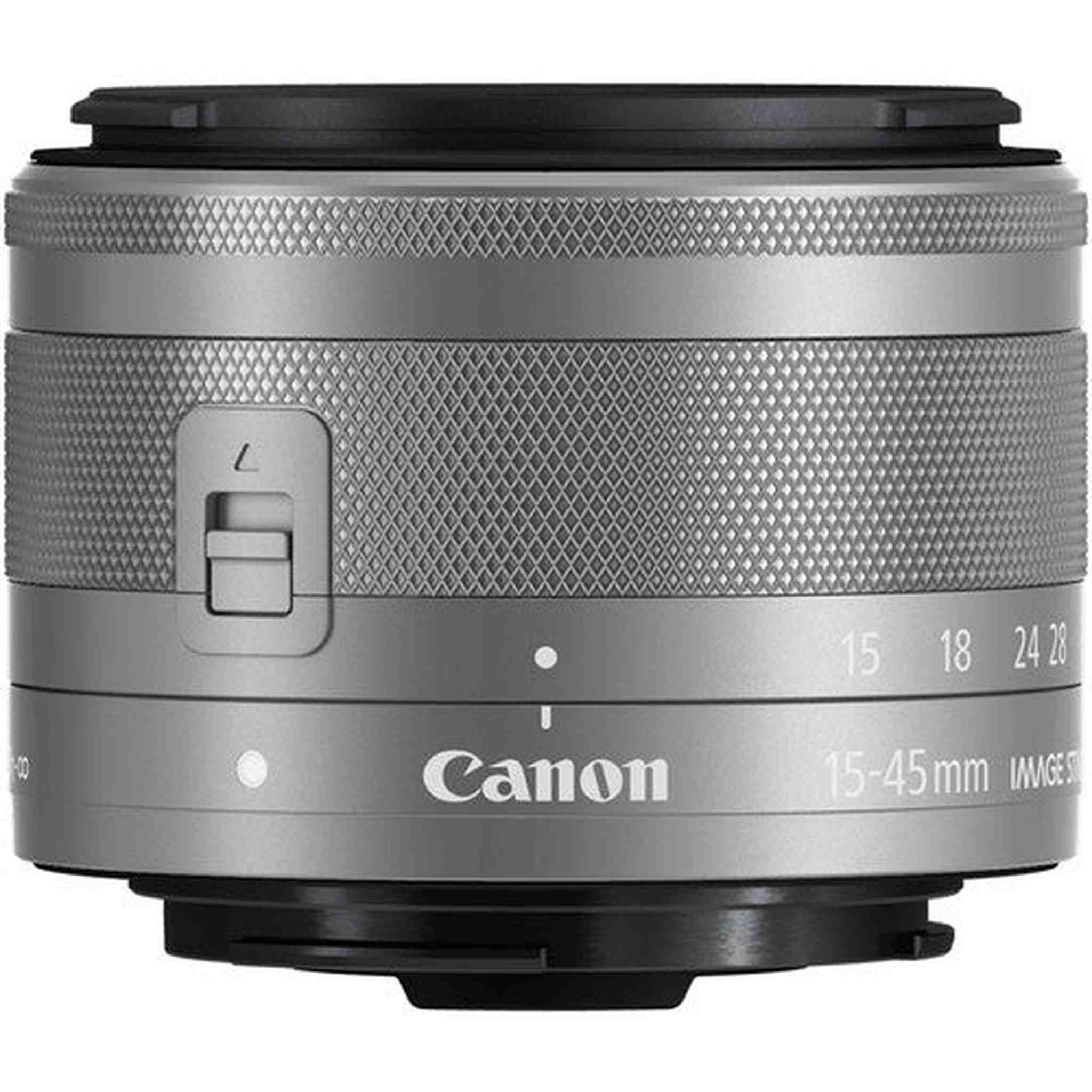 Canon EF-M 15-45mm f/3.5-6.3 IS STM Lens Silver International Model with Cleaning Kit and Filter Kits Bundle Canon