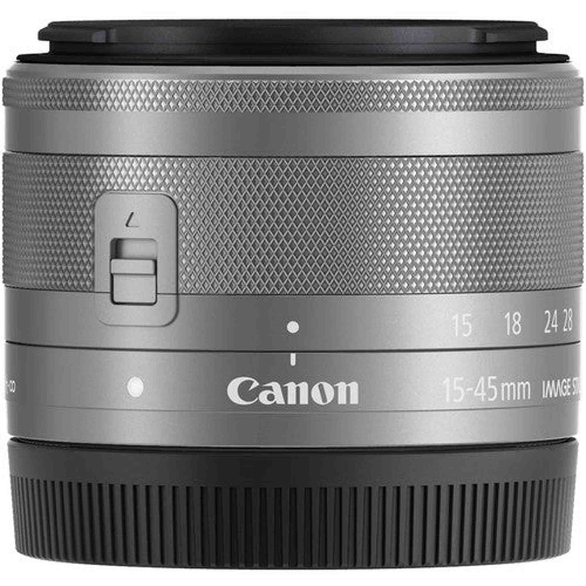 Canon EF-M 15-45mm f/3.5-6.3 IS STM Lens Silver International Model with Cleaning Kit and Filter Kits Bundle Canon