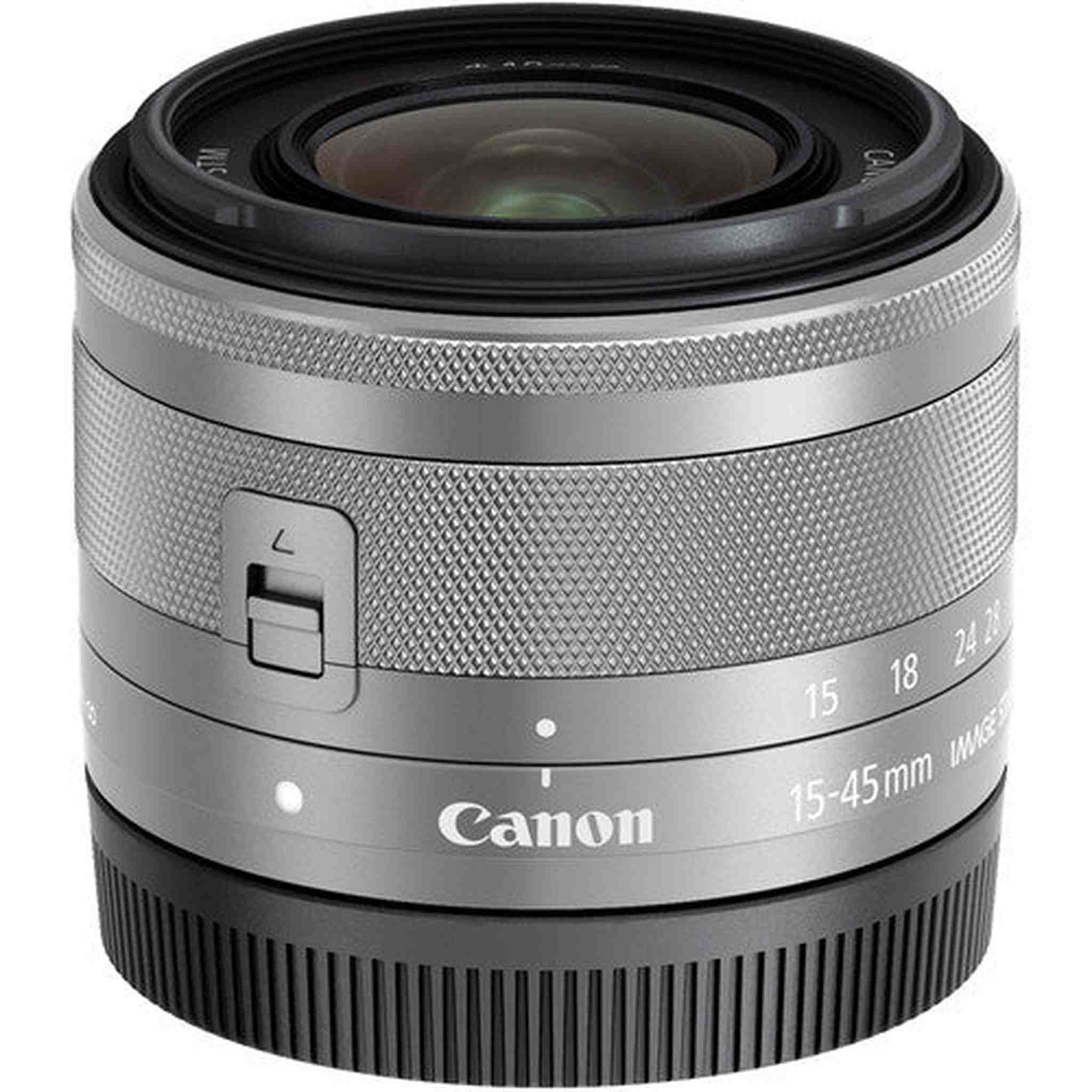 Canon EF-M 15-45mm f/3.5-6.3 IS STM Lens Silver International Model with Cleaning Kit and Filter Kits Bundle Canon