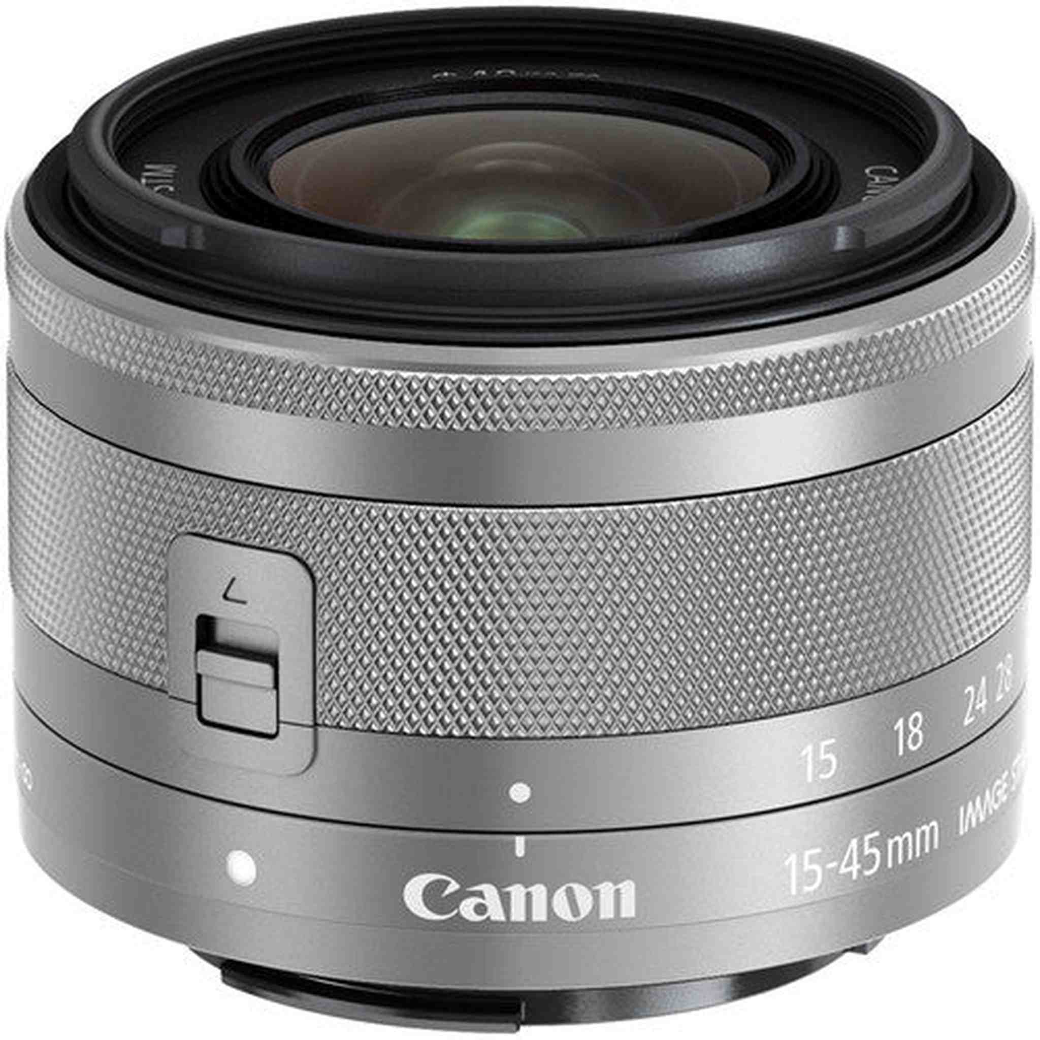 Canon EF-M 15-45mm f/3.5-6.3 IS STM Lens Silver International Model with Cleaning Kit and Filter Kits Bundle Canon