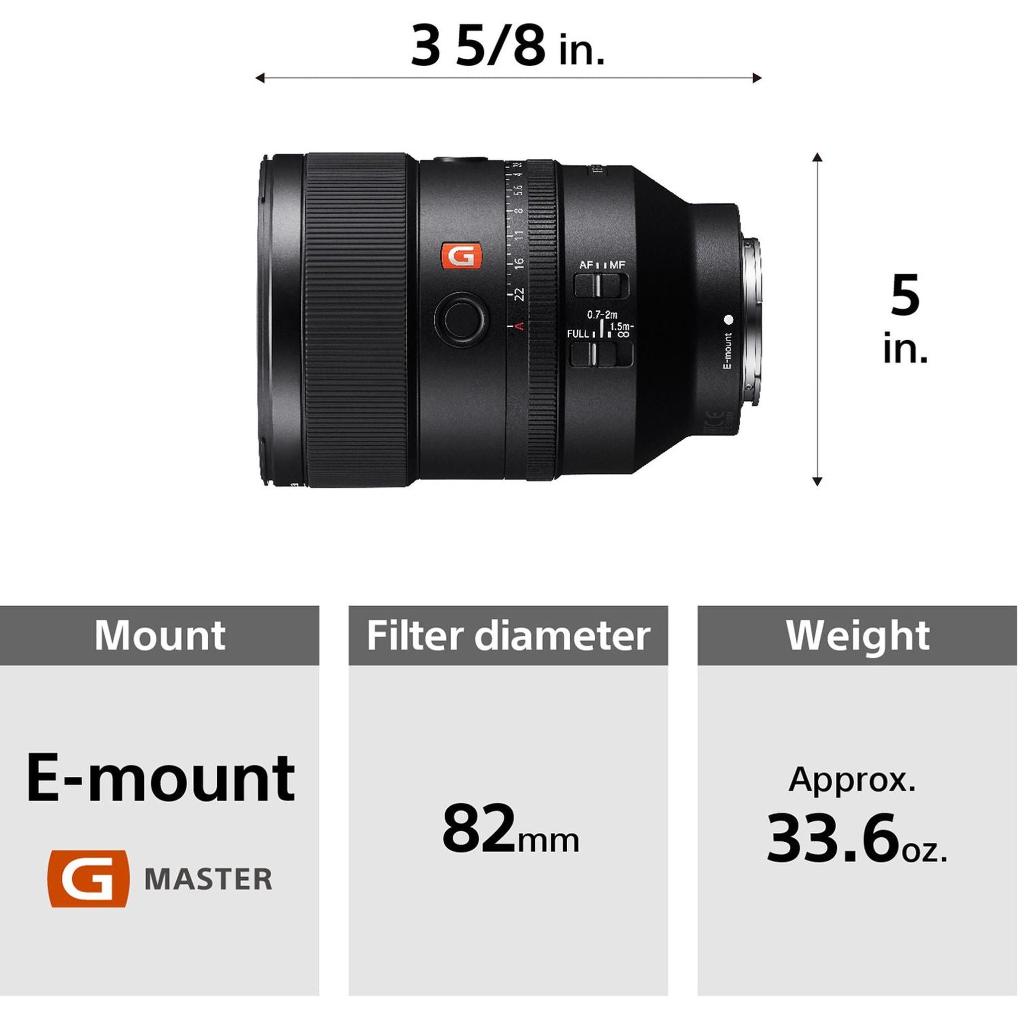 Sony FE 135mm F/1.8 GM E-Mount Full-Frame Format Lens, Nano AR & Fluorine Coating, XA Element, Super ED and ED Elements - Bundle Sony