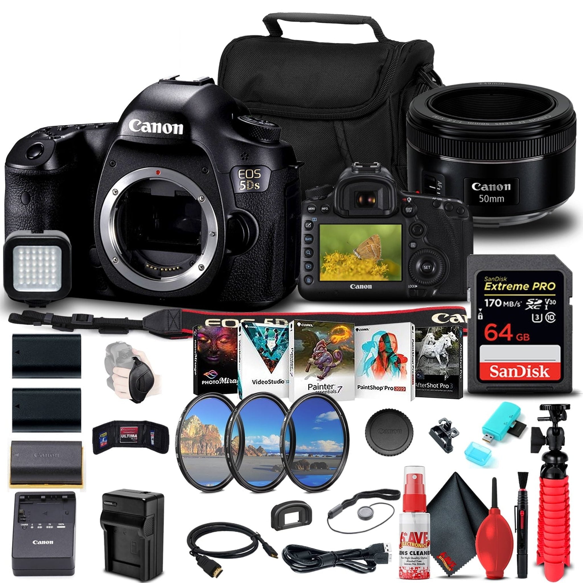 Canon EOS 5DS DSLR Camera Body Only 0581C002 + Canon Lens Outdoor Bundle Canon