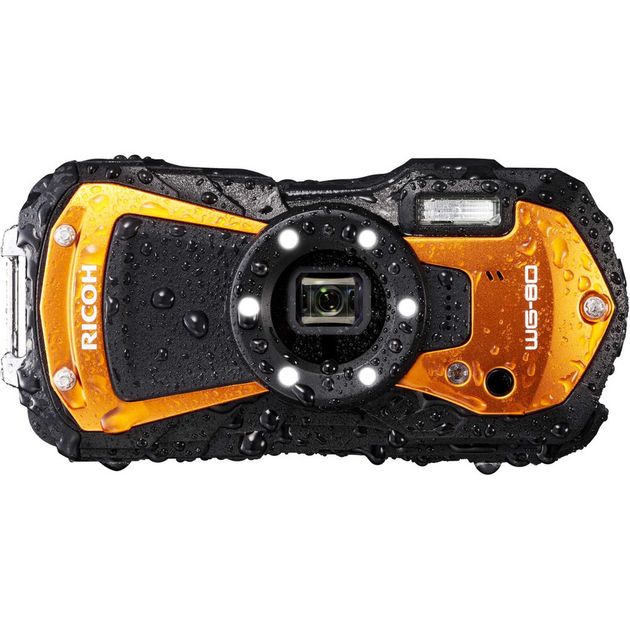 Ricoh WG-80 Waterproof Digital Camera Orange with Accessories Ricoh