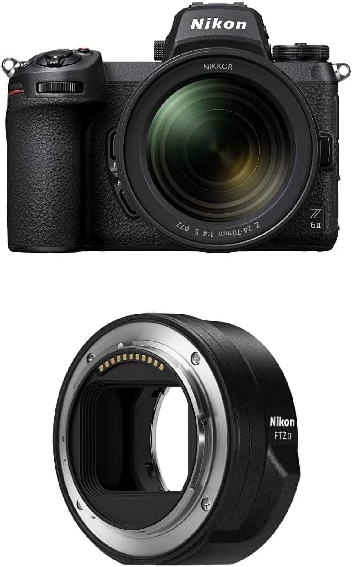 Nikon Z 6II FX-Format Mirrorless Camera Body w/NIKKOR Z 24-70mm f/4 S, Black with Nikon Mount Adapter FTZ II Nikon