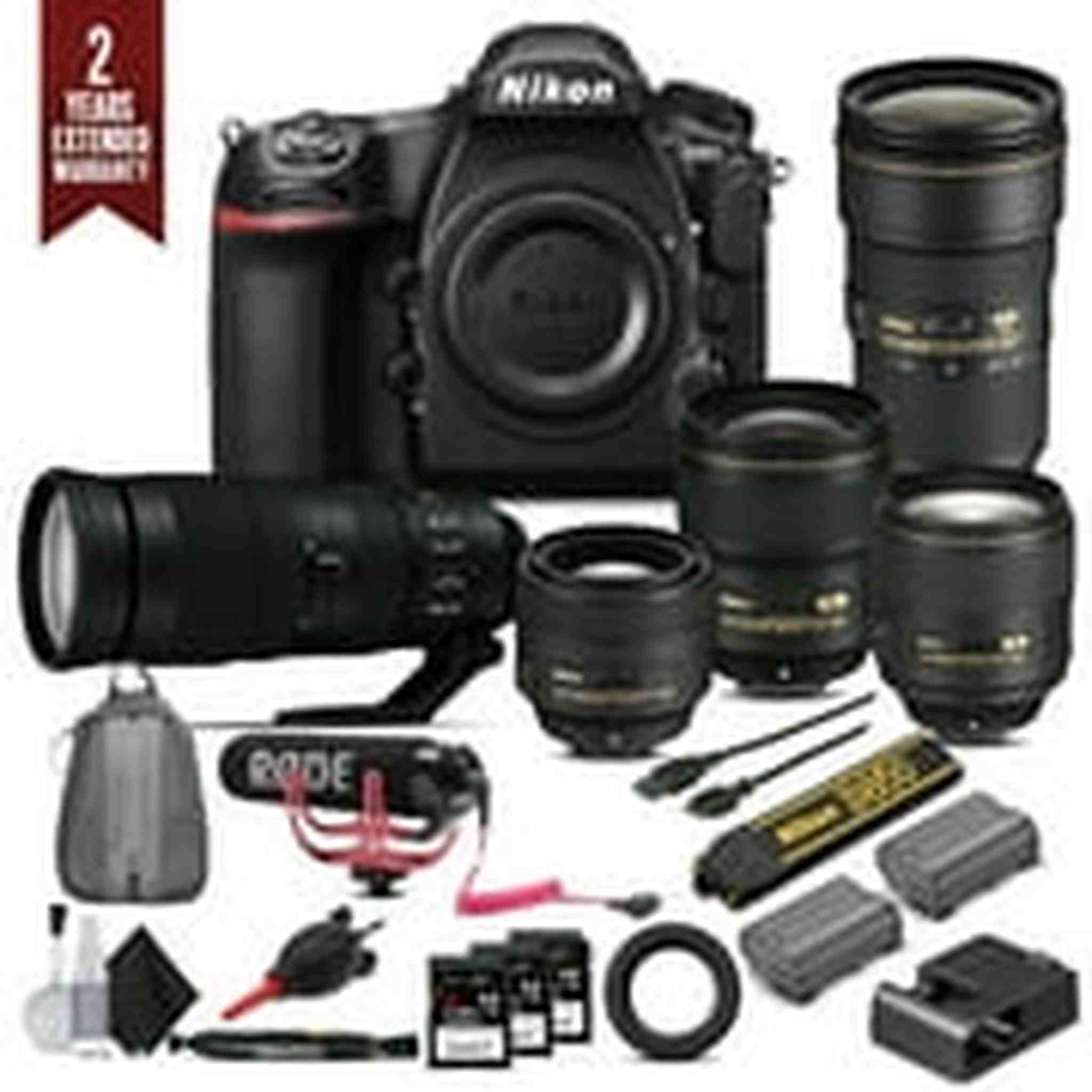 Nikon D850 Digital SLR Camera Master Lens Set. + Mic, 3x 64GB Memory Cards, Extended Warranty, and Much More Intl Model Nikon