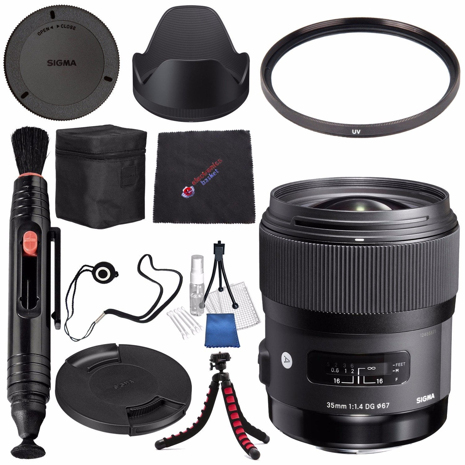 Sigma 35mm f/1.4 DG HSM Art Lens for Canon DSLR Cameras #340101 + Lens Pen Cleaner + Microfiber Cleaning Cloth + Lens Capkeeper + Flexible Tripod Bundle International Model No Warranty Sigma