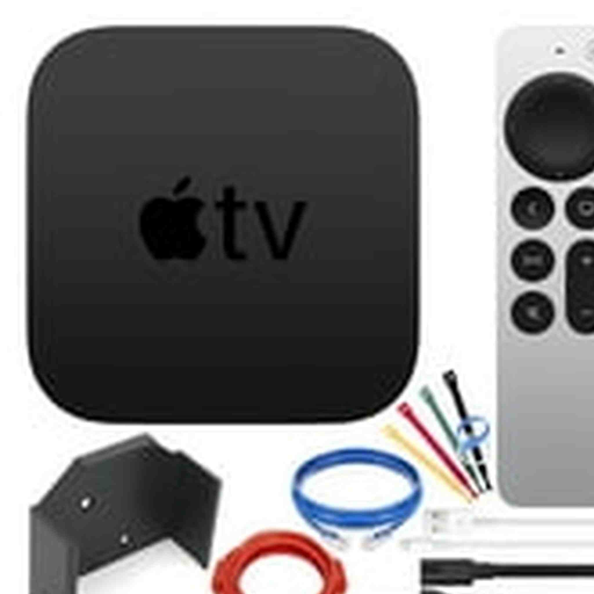 Apple TV HD 32GB Streamer (MHY93LL/A, 2021) Bundle with Wall Mount + Cables