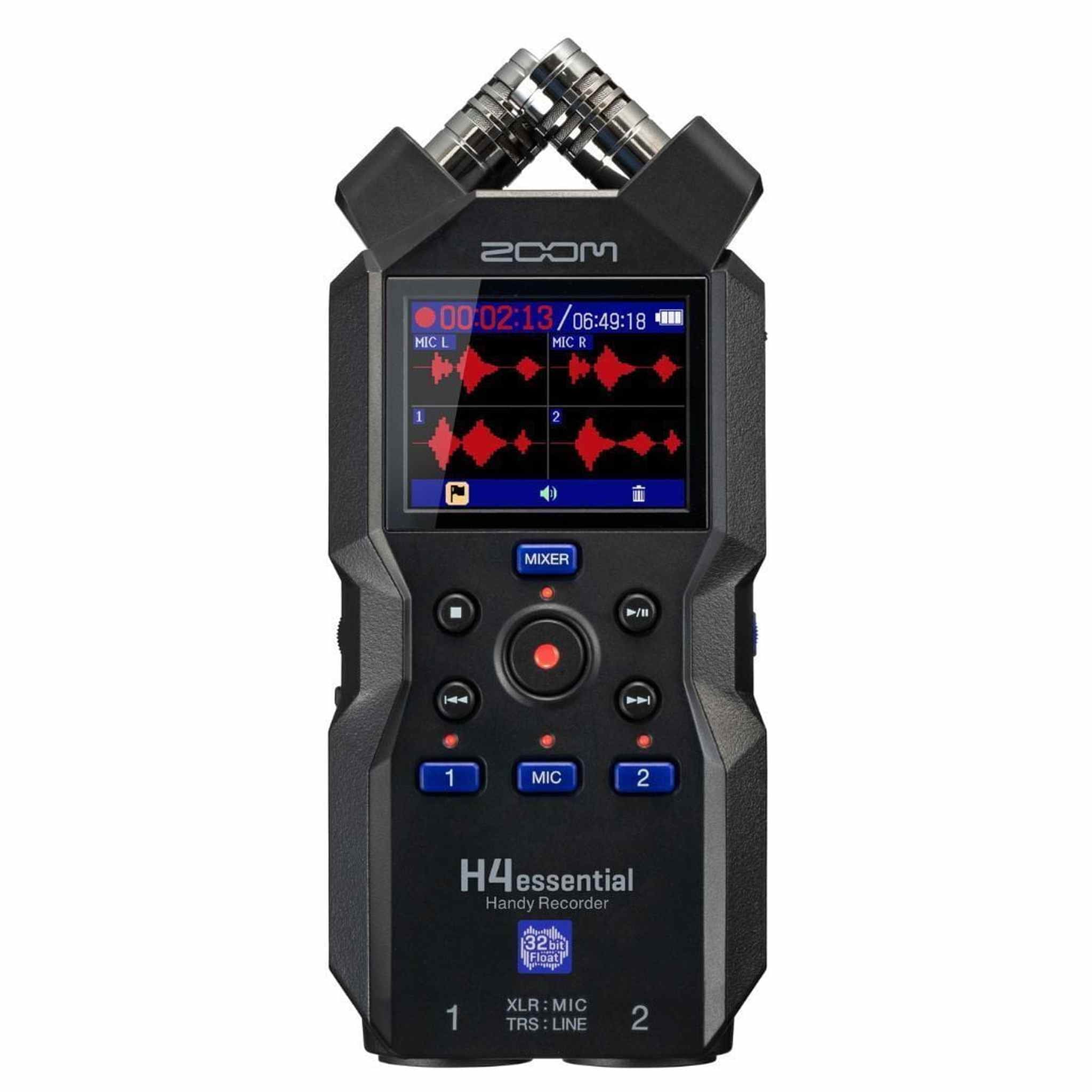 Zoom H4essential 4-Track Handy Recorder 2024 Model, Essential Series with 32-Bit Float, Accessibility, Stereo Microphones, 2 XLR/TRS Combo Inputs, USB Interface, for Musicians, Podcasters, and More Zoom