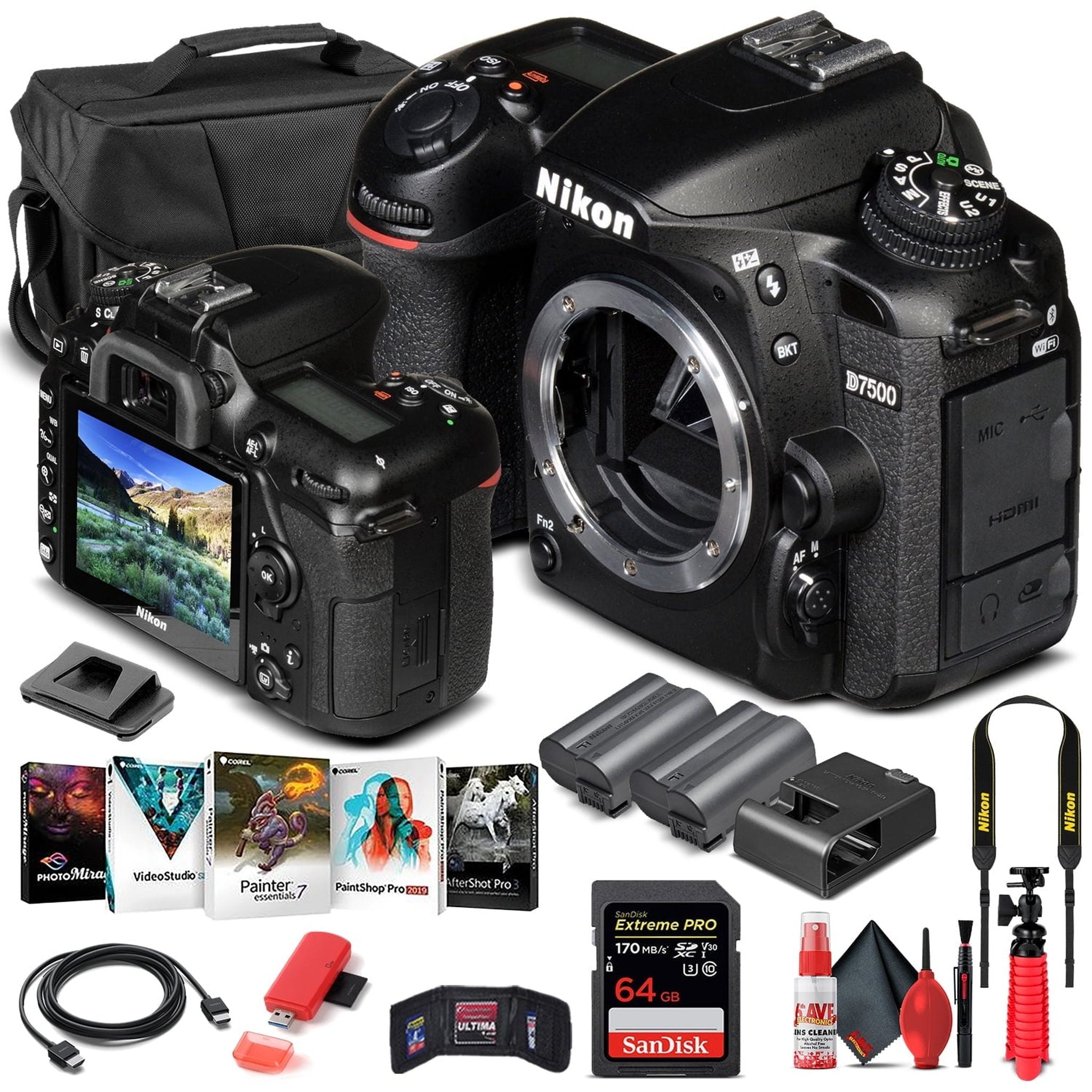 Nikon D7500 DSLR Camera Body Only 1581 - Basic Bundle Nikon