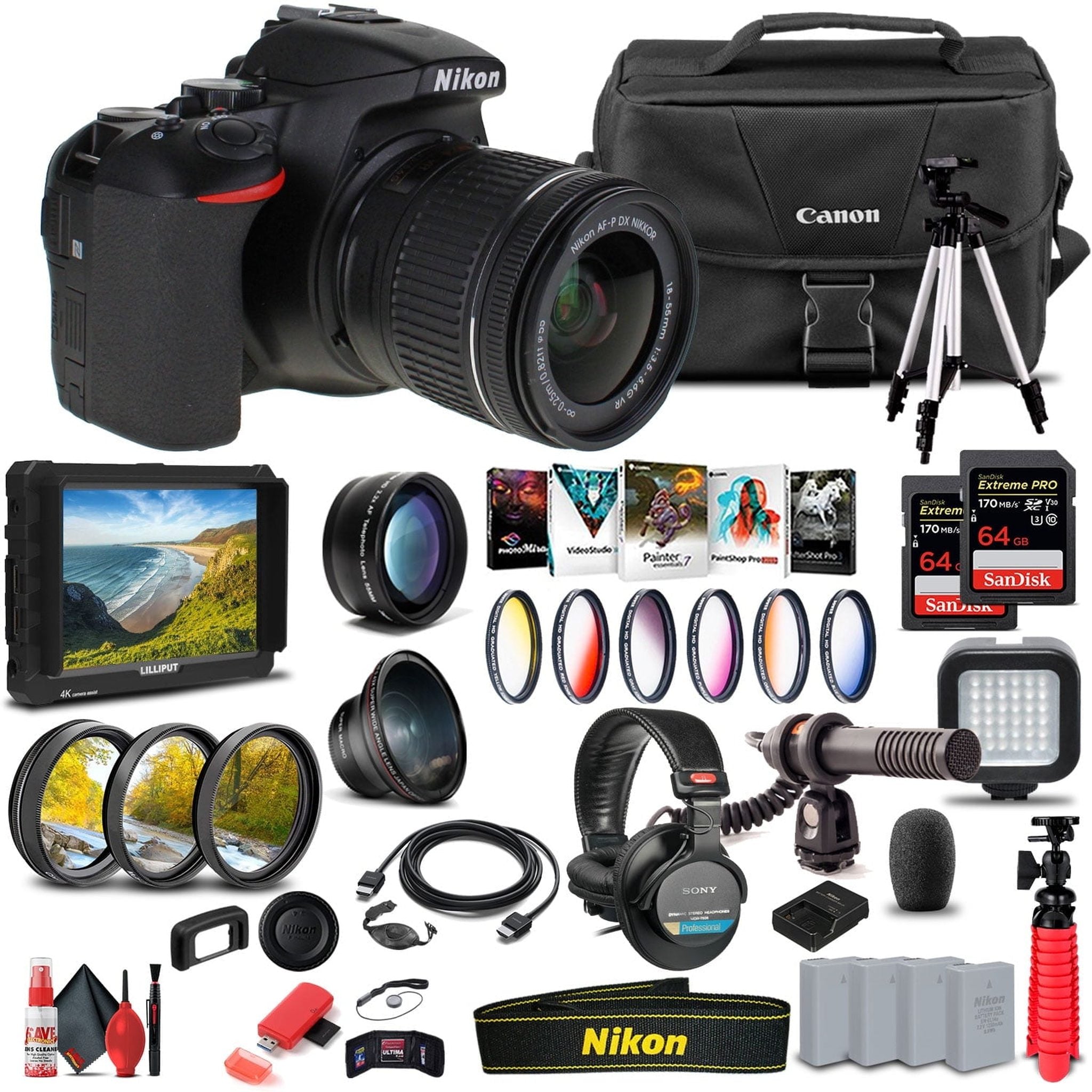 Nikon D5600 DSLR Camera W/ 18-55mm Lens 1576 - Pro Bundle Nikon