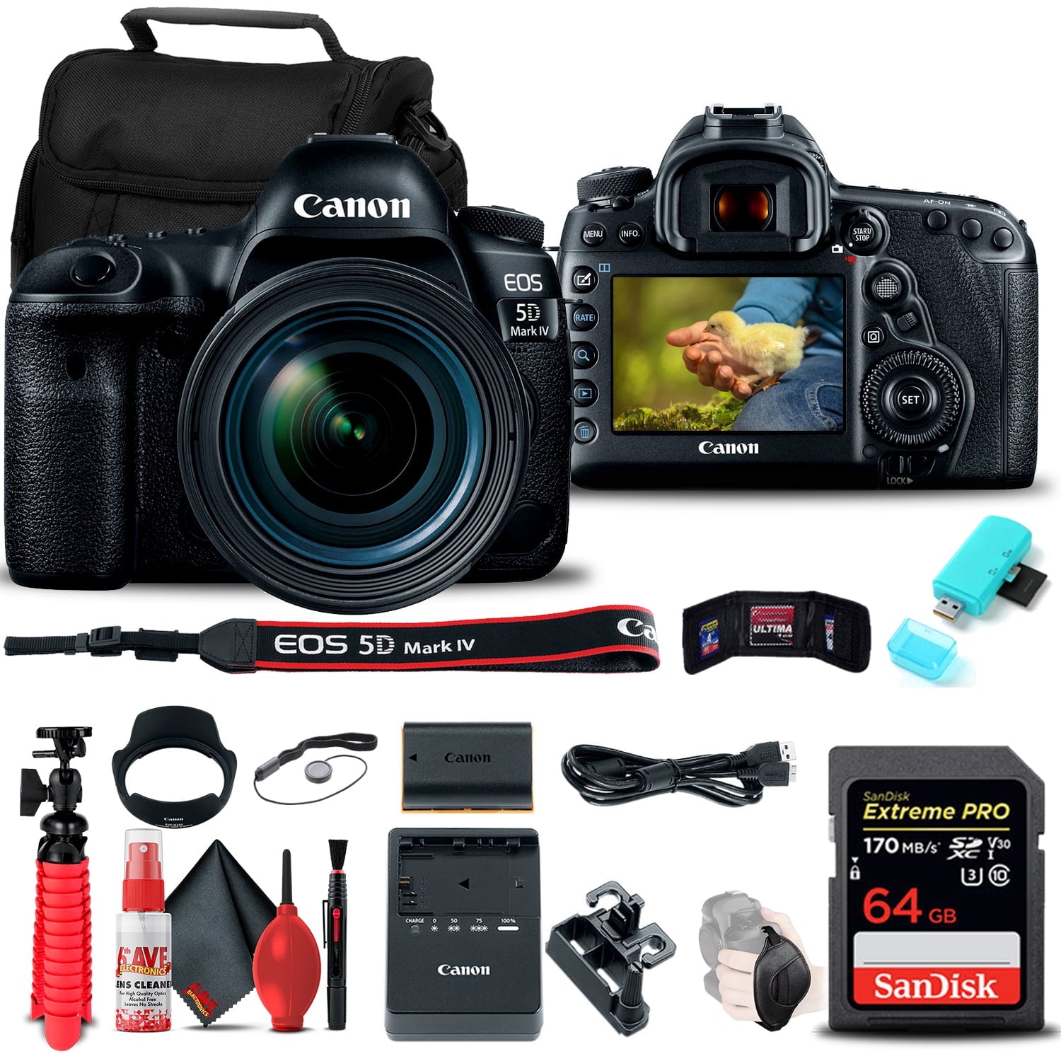 Canon EOS 5D Mark IV DSLR Camera with 24-70mm f/4L Lens 1483C018 Base Bundle Canon