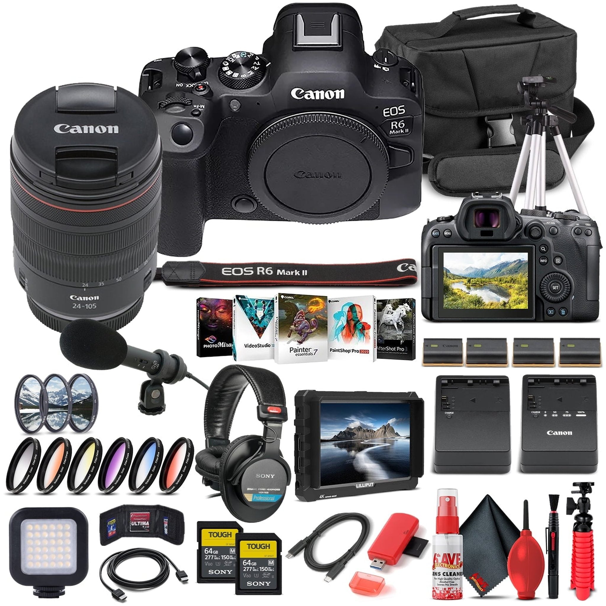 Canon EOS R6 Mark II Mirrorless Camera with 24-105mm f/4 Lens 5666C011 - Pro Bundle Canon