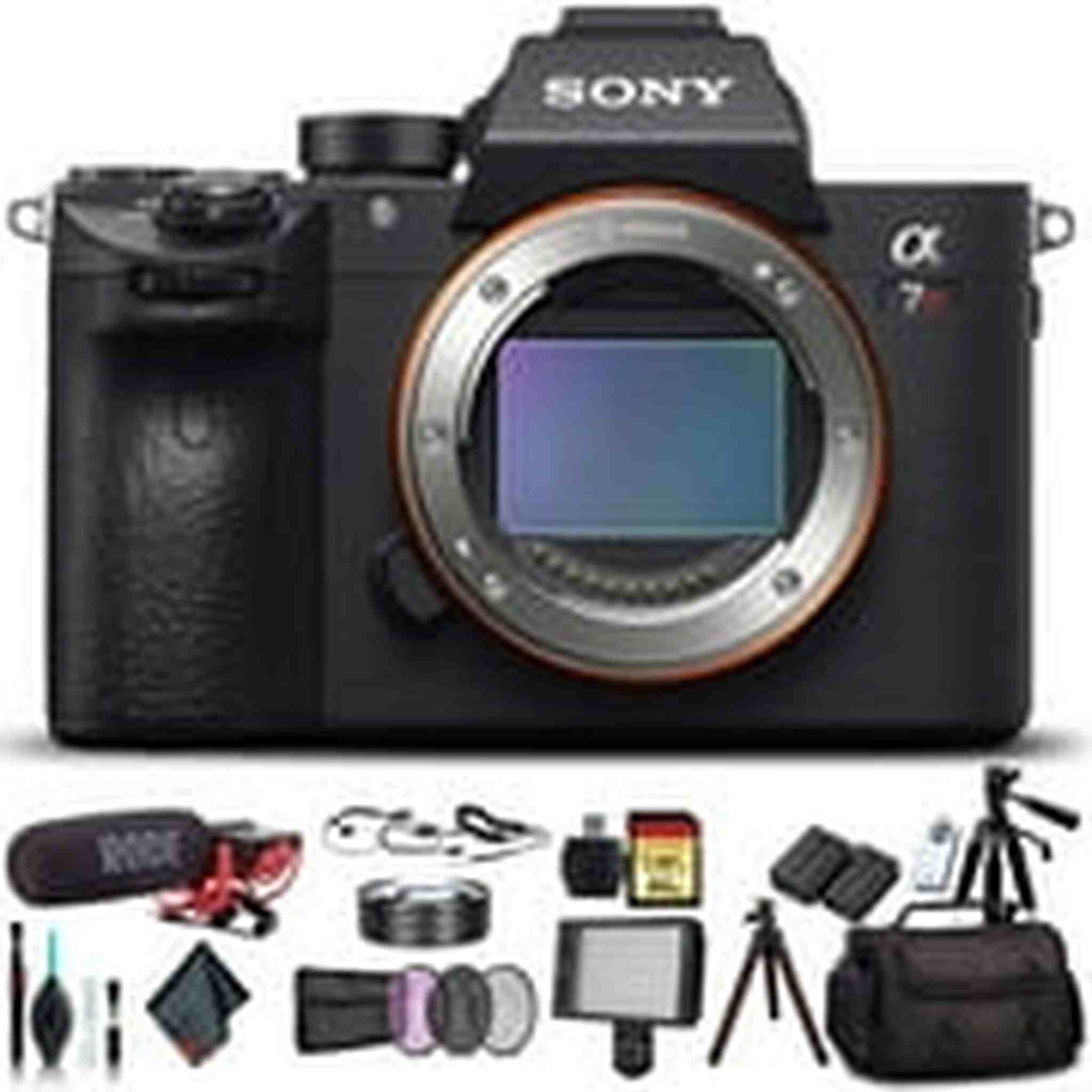 Sony Alpha a7R III Mirrorless Camera ILCE7RM3/B With Soft Bag, Tripod, Additional Battery, Rode Mic, LED Light, 64GB Memory Card, Sling Soft Bag, Card Reader , Plus Essential Accessories Sony