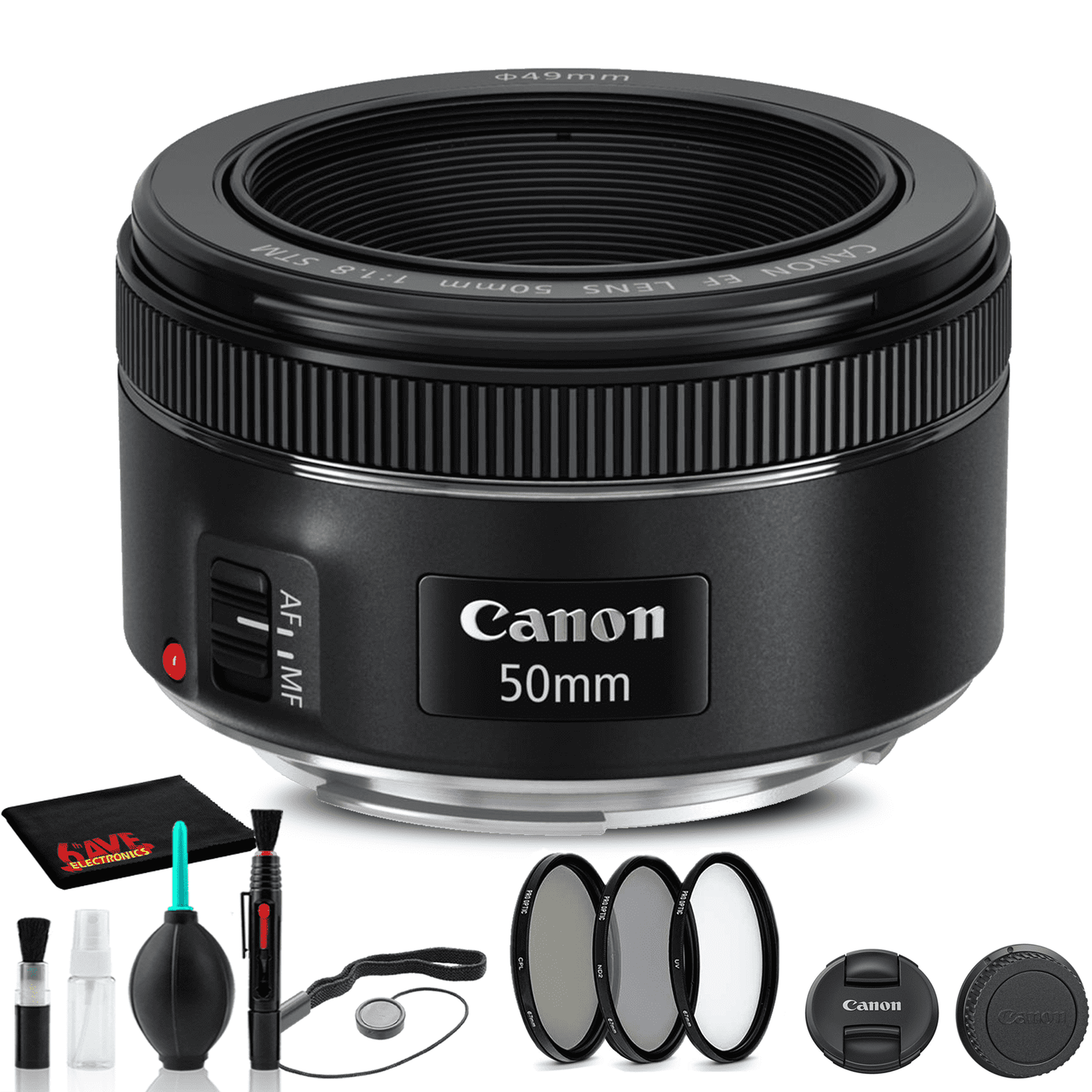 Canon EF 50mm f/1.8 STM Lens 0570C002 + Filter Kit + Cap Keeper Base Bundle Canon