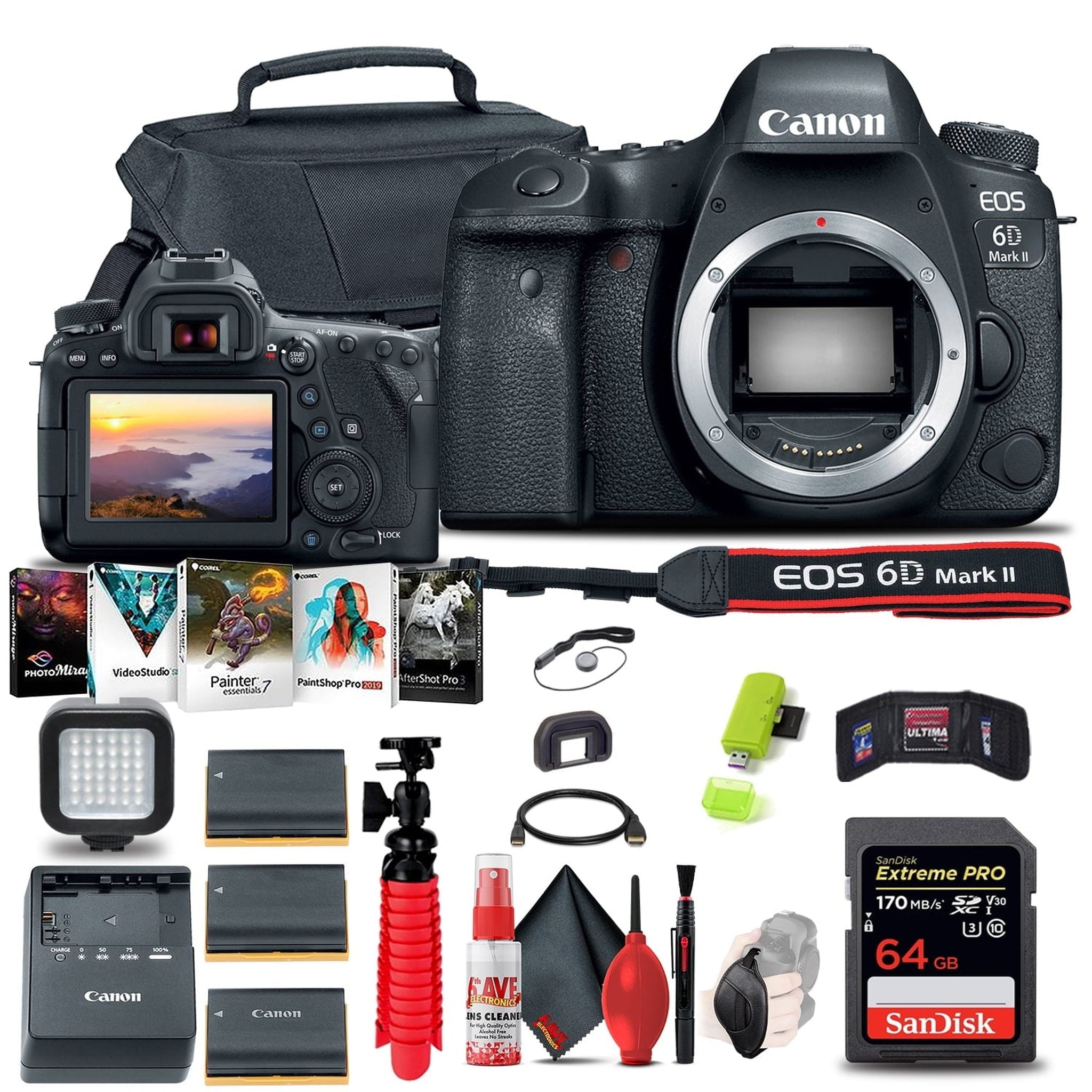 Canon EOS 6D Mark II DSLR Camera 1897C002 Travel Vlogger Bundle Canon