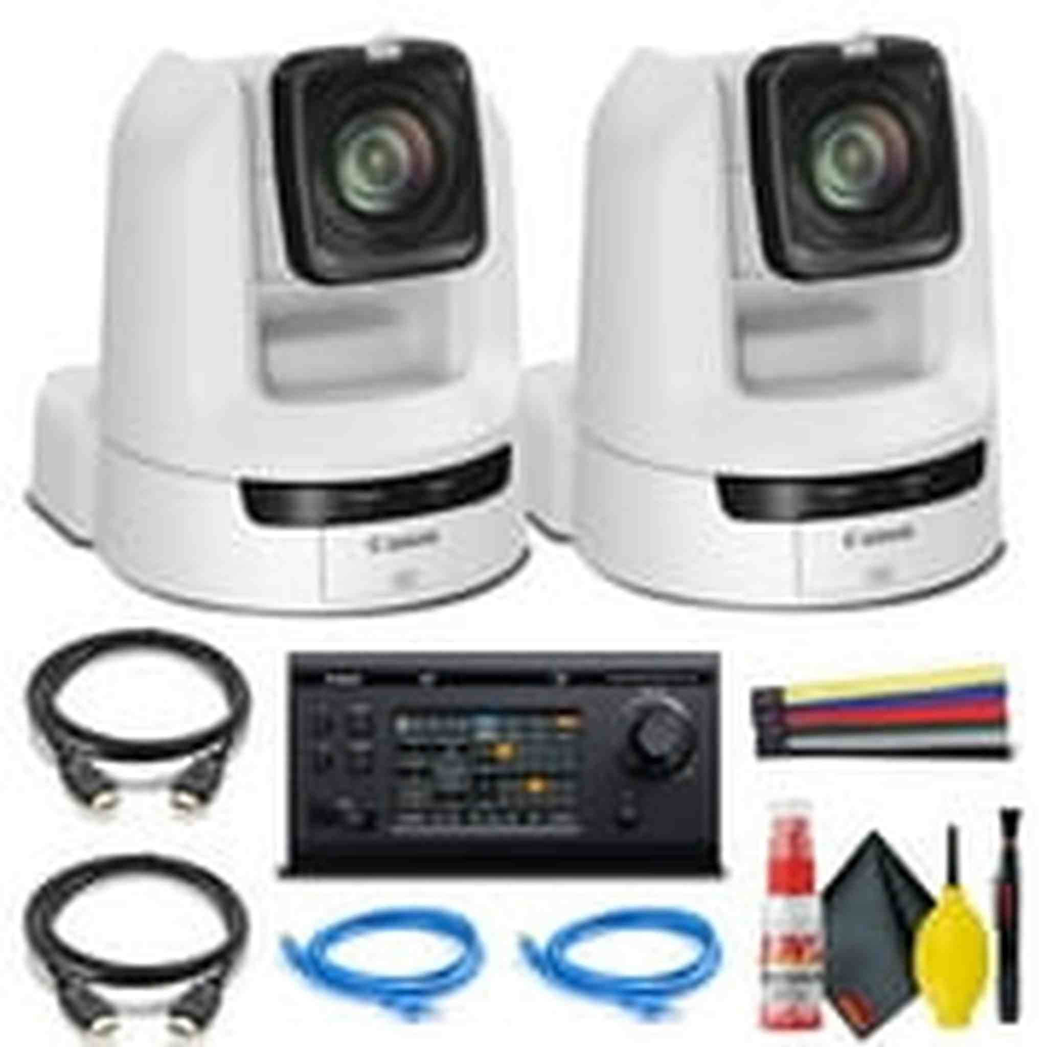 2 x Canon CR-N300 4K NDI PTZ Camera with 20x Zoom - Dual Bundle With Remote