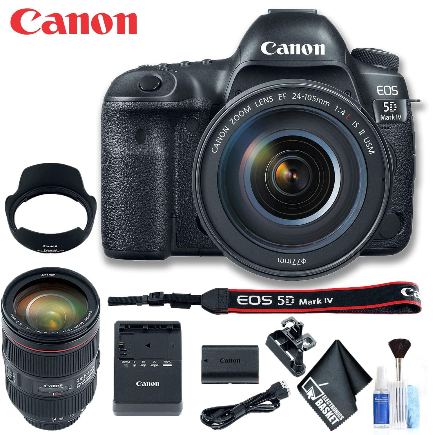 Canon EOS 5D Mark IV DSLR Camera with 24-105mm f/4L II Lens Intl Model Basic Bundle Canon