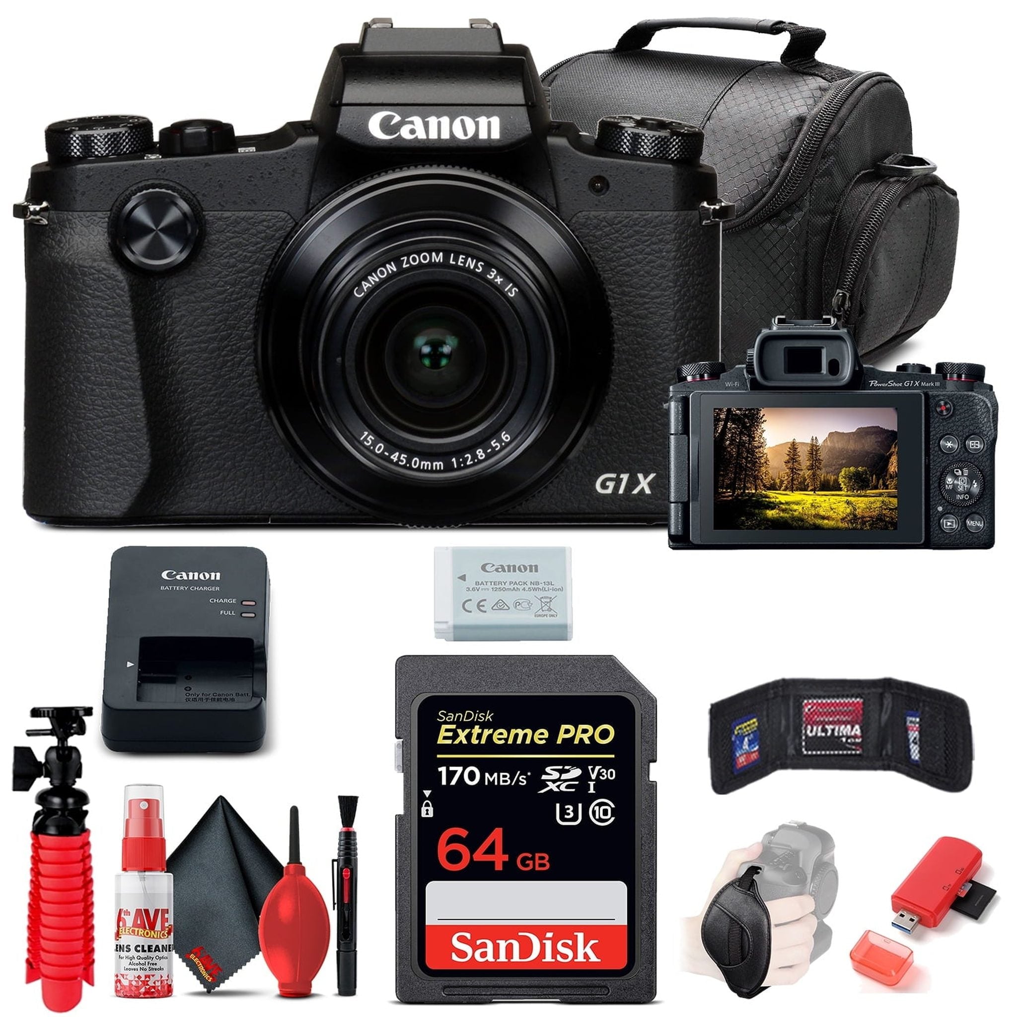 Canon PowerShot G1 X Mark III Digital Camera 2208C001 + 64GB Card Base Bundle Canon