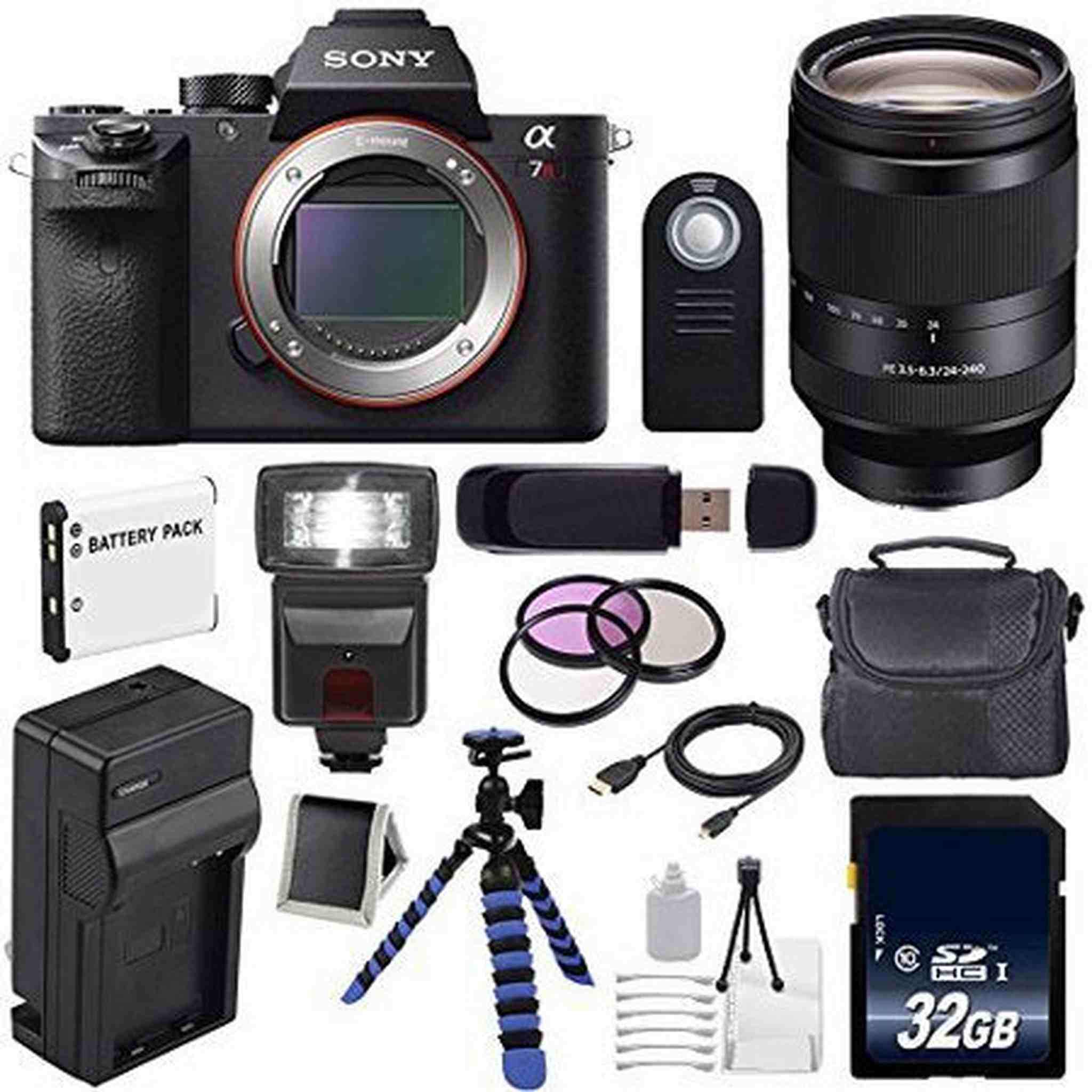 Sony Alpha a7R II Mirrorless Digital Camera International Model + Sony FE 24-240mm f/3.5-6.3 OSS Lens + 72mm 3 Piece Premium Bundle Sony