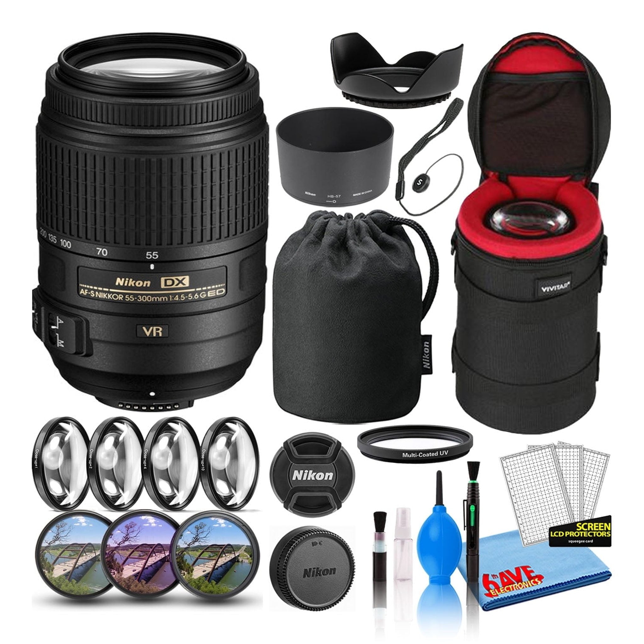 Nikon AF-S DX 55-300mm f/4.5-5.6G ED VR Lens 2197 Intl Model Bundle Nikon