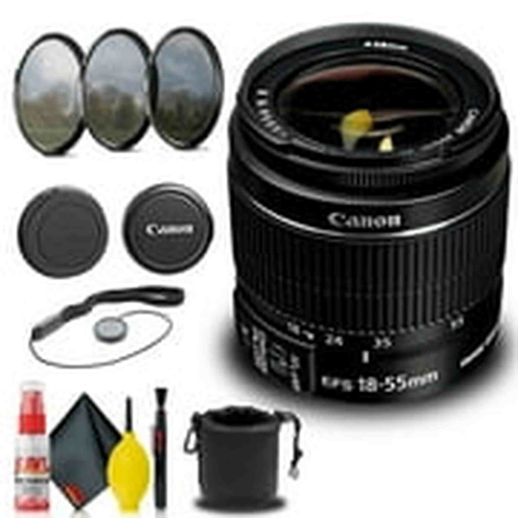 Canon EF-S 18-55mm f/3.5-5.6 IS II Lens 2042B002 + Filter Kit Base Bundle Canon