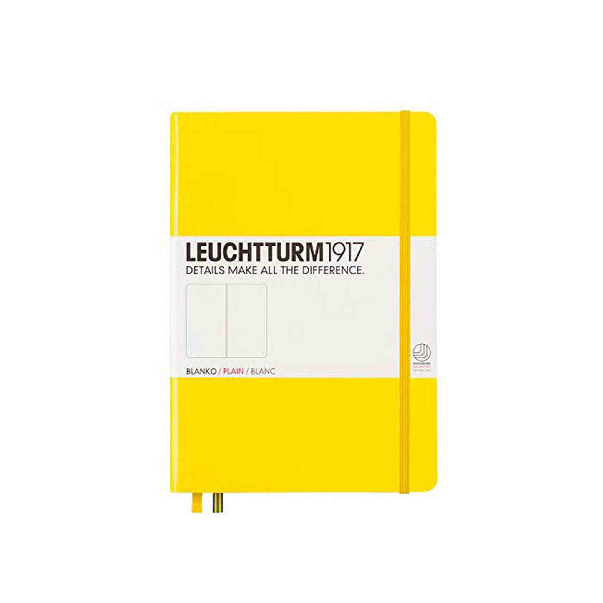 LEUCHTTURM1917 - Medium A5 Plain Hardcover Notebook Lemon - 251 Numbered Pages Leuchtturm