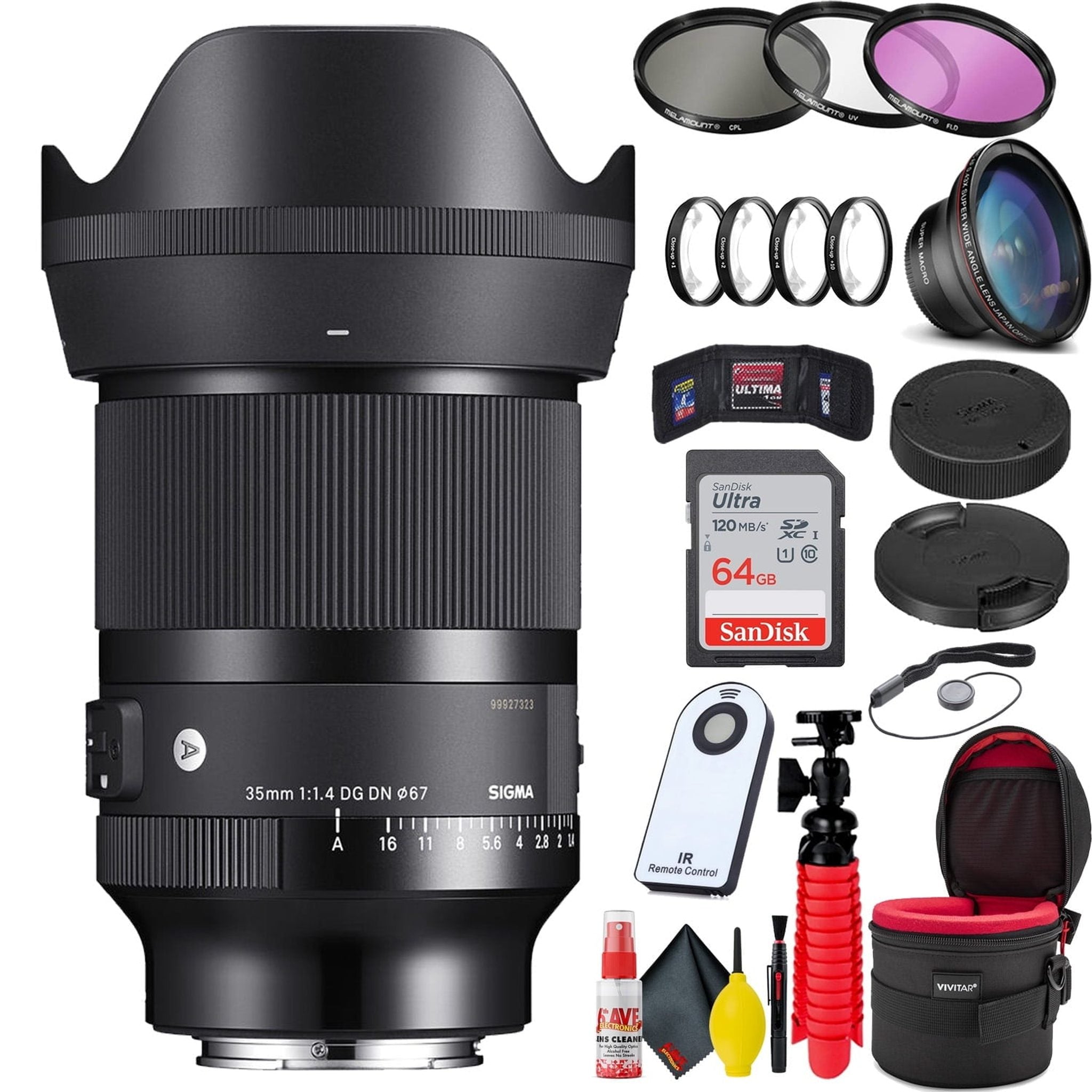 Sigma 35mm f/1.4 DG DN Art Lens for Sony E + 64GB SD Card Bundle Sigma