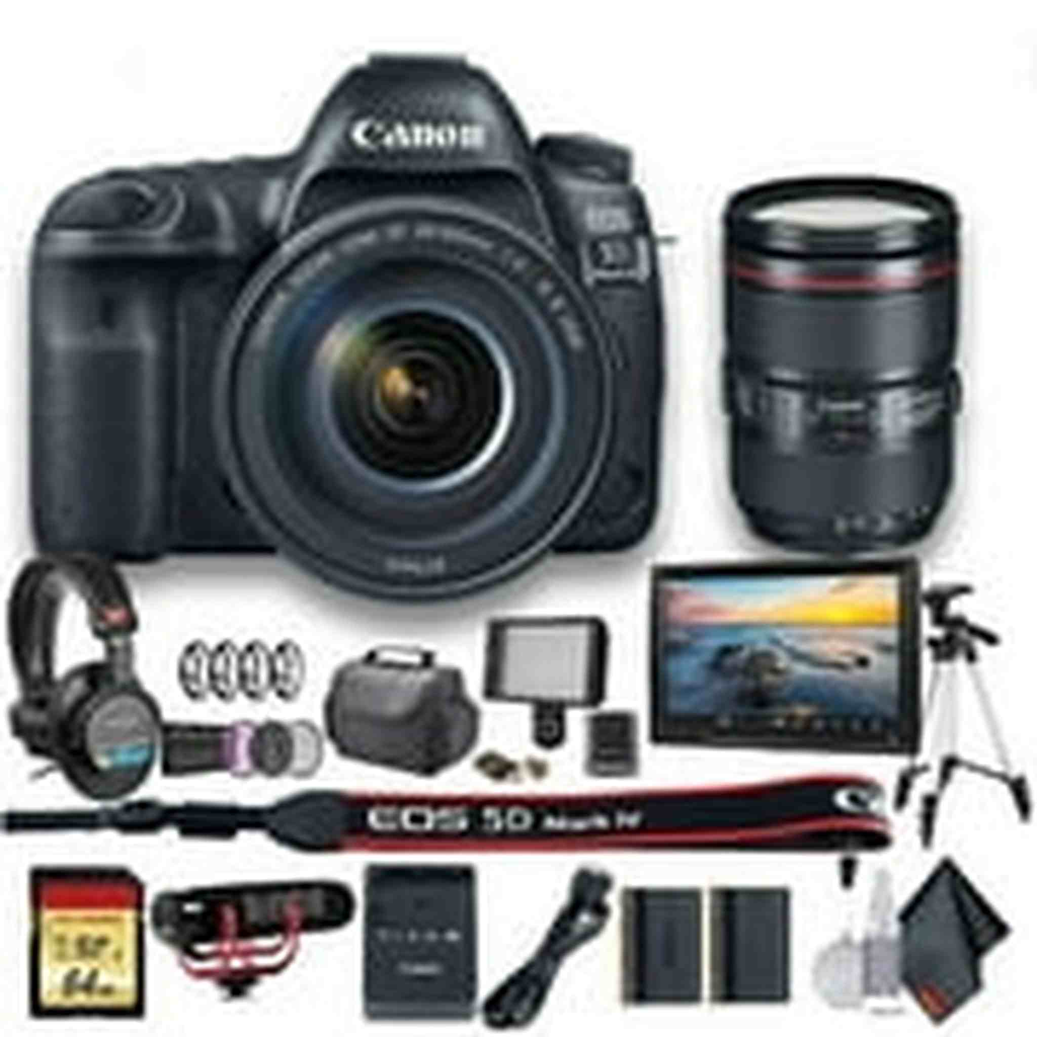 Canon EOS 5D Mark IV DSLR Camera with 24-105mm f/4L II Lens 1483C010 W/Bag, Extra Battery Starter Bundle Canon