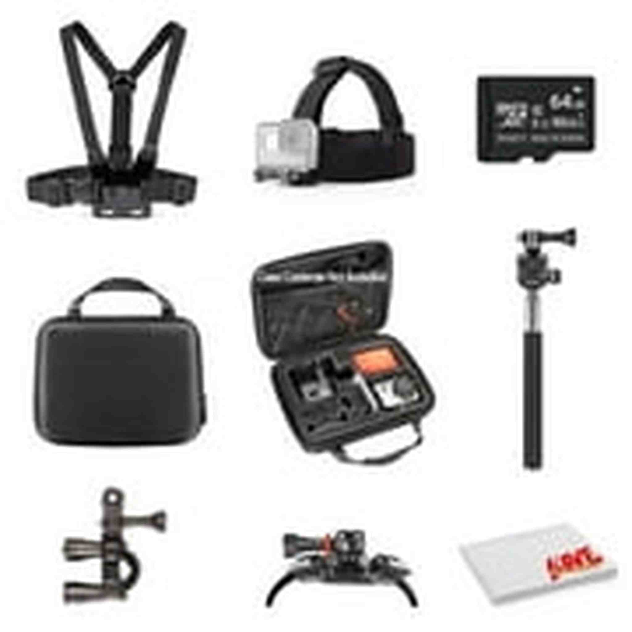 Basic Action Camera Accessory Kit Bundle With - 64GB MICRO SD CARD + MicroFiber Cleaning Cloth 6th Ave Electronics