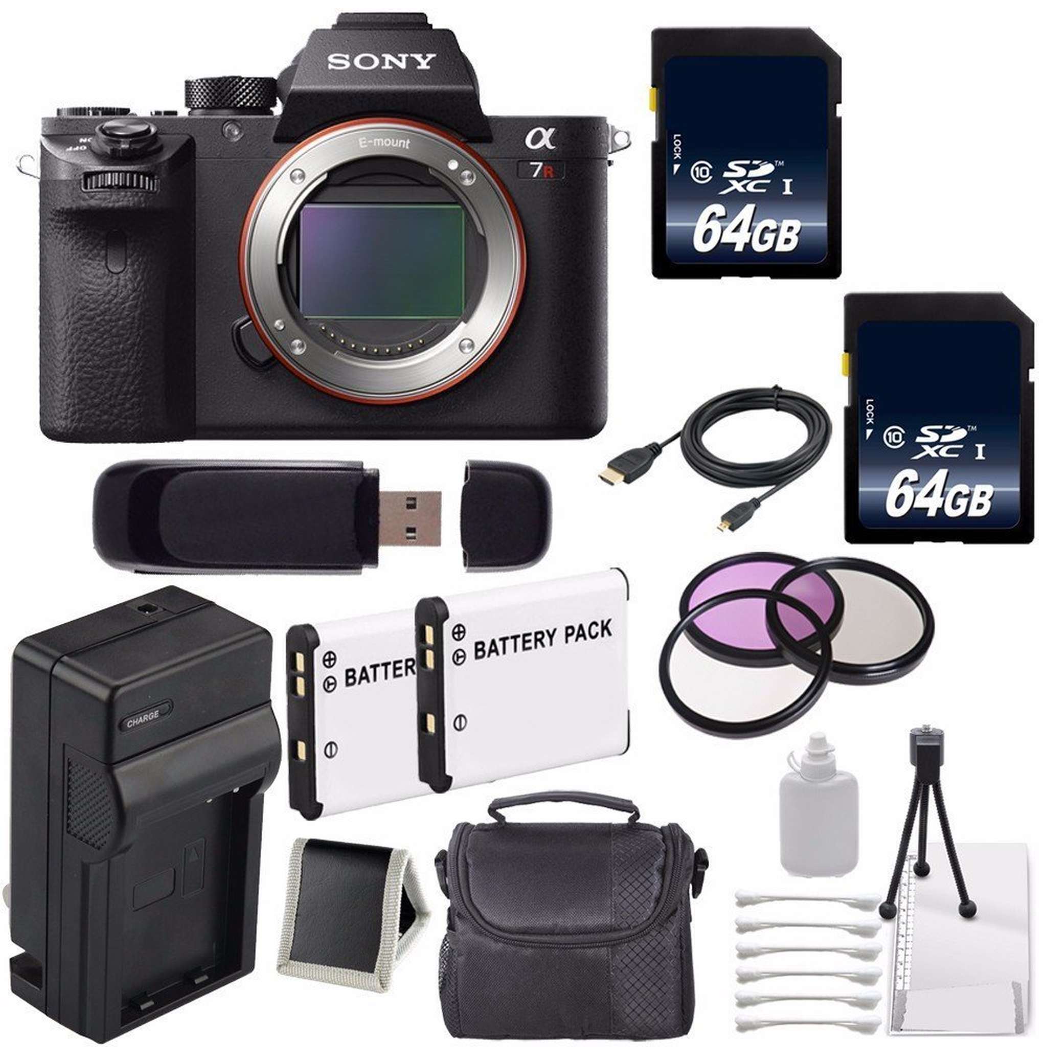 Sony Alpha a7R II Mirrorless Digital Camera International Model + 62mm 3 Piece Filter Kit Sony