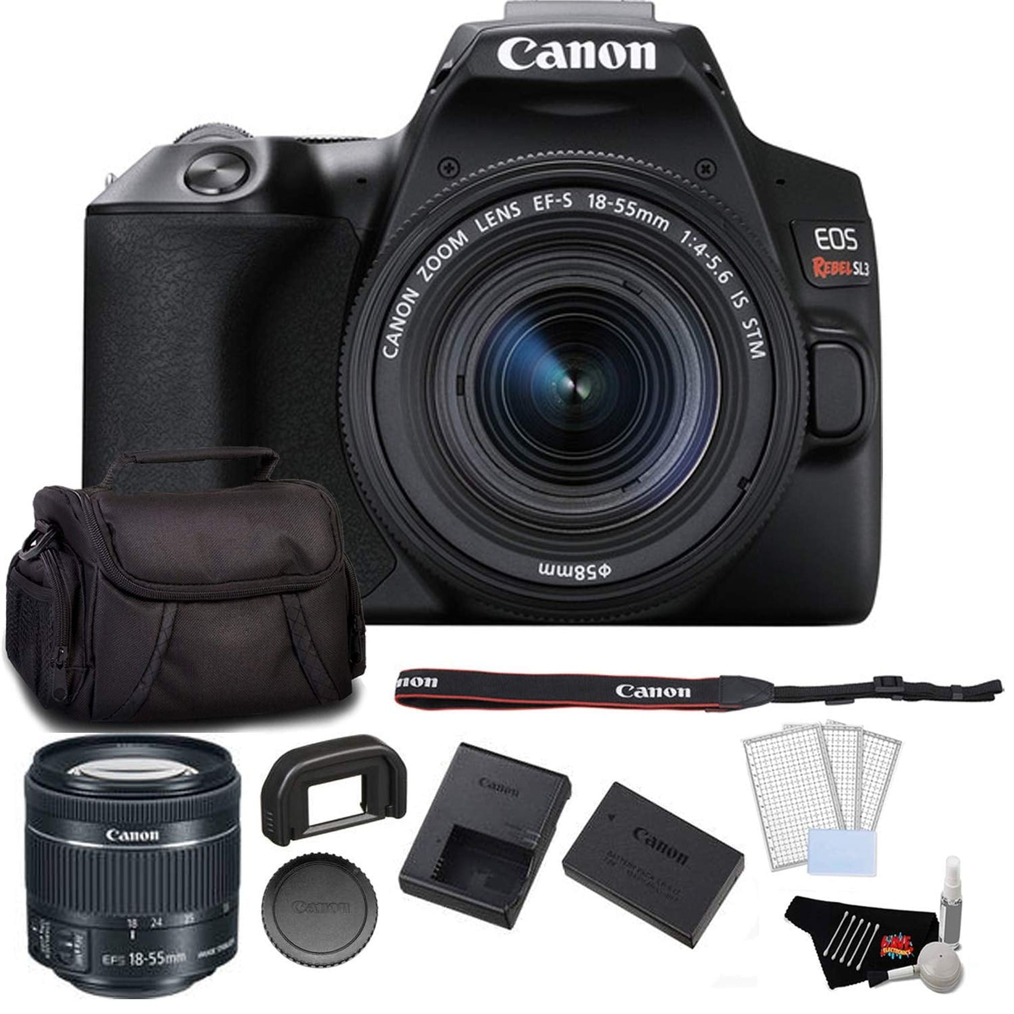 Canon EOS Rebel SL3 DSLR Camera with 18-55mm Lens Black Bundle with LCD Screen Protectors + Carrying Case and More Canon