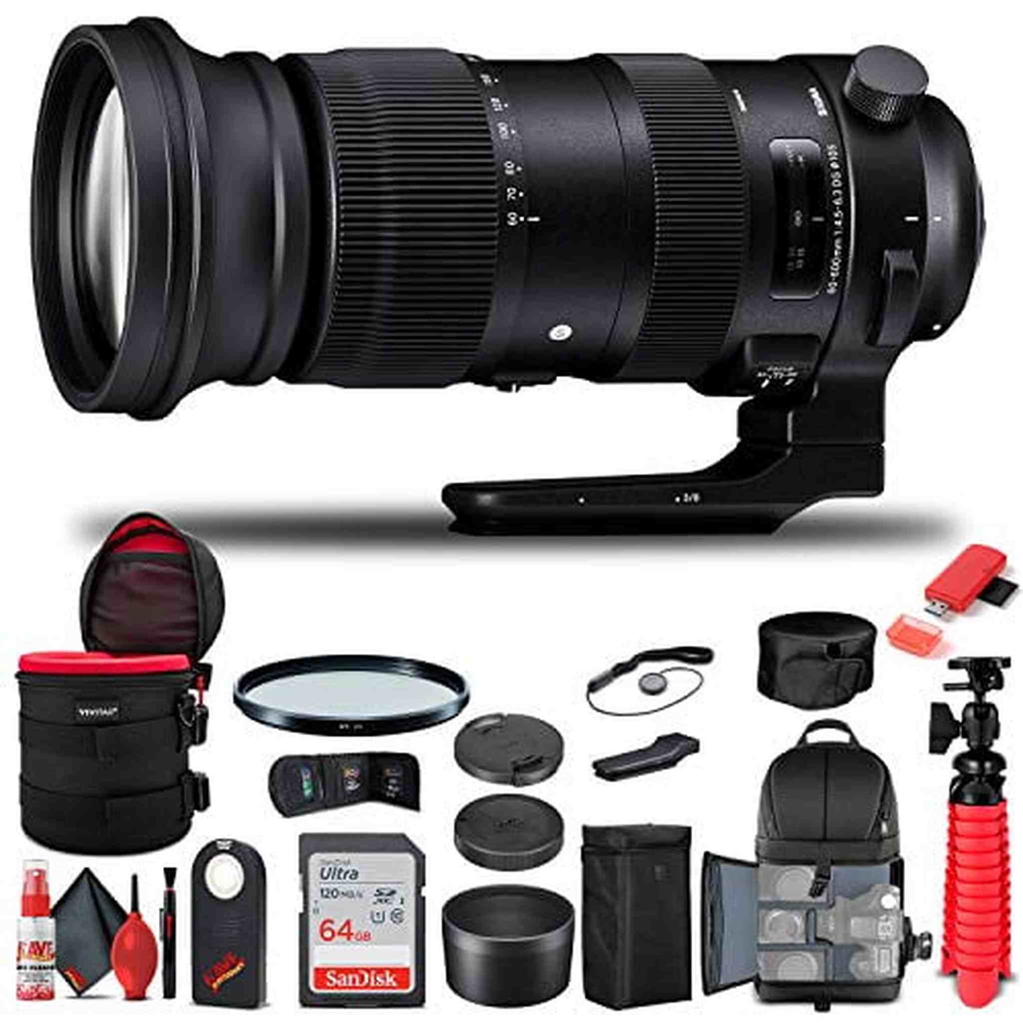 Sigma 60-600mm f/4.5-6.3 DG OS HSM Sports Lens for Nikon F 730955 Bundle Sigma