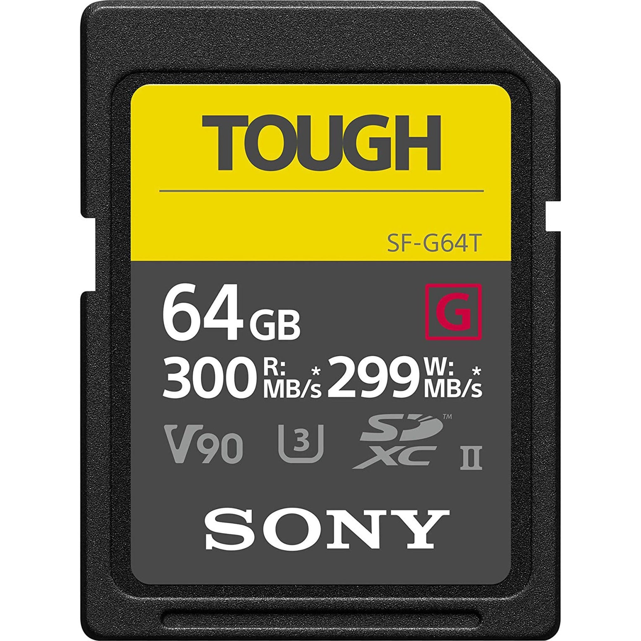 Sony Tough High Performance 64GB SDXC UHS-II Class 10 U3 Flash Memory Card with Blazing Fast Read Speed up to 300MB/s SF-G64T/T1 Sony